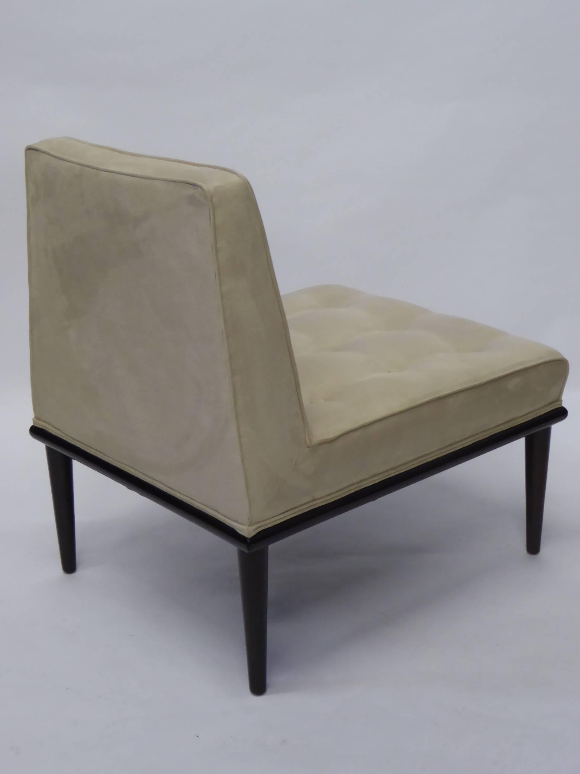 Mid-Century Modern 1950s Edward Wormley Style Mid Century Modern Slipper Chair in Ultrasuede