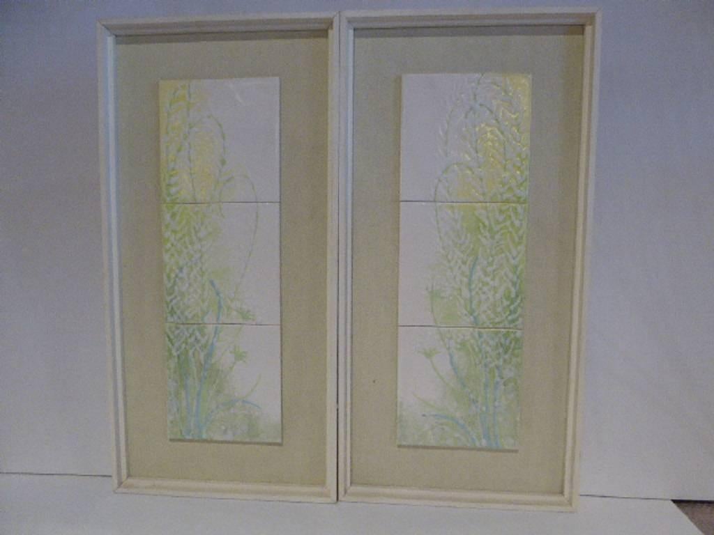 American Harris Strong Pair of Framed Floral Tiles