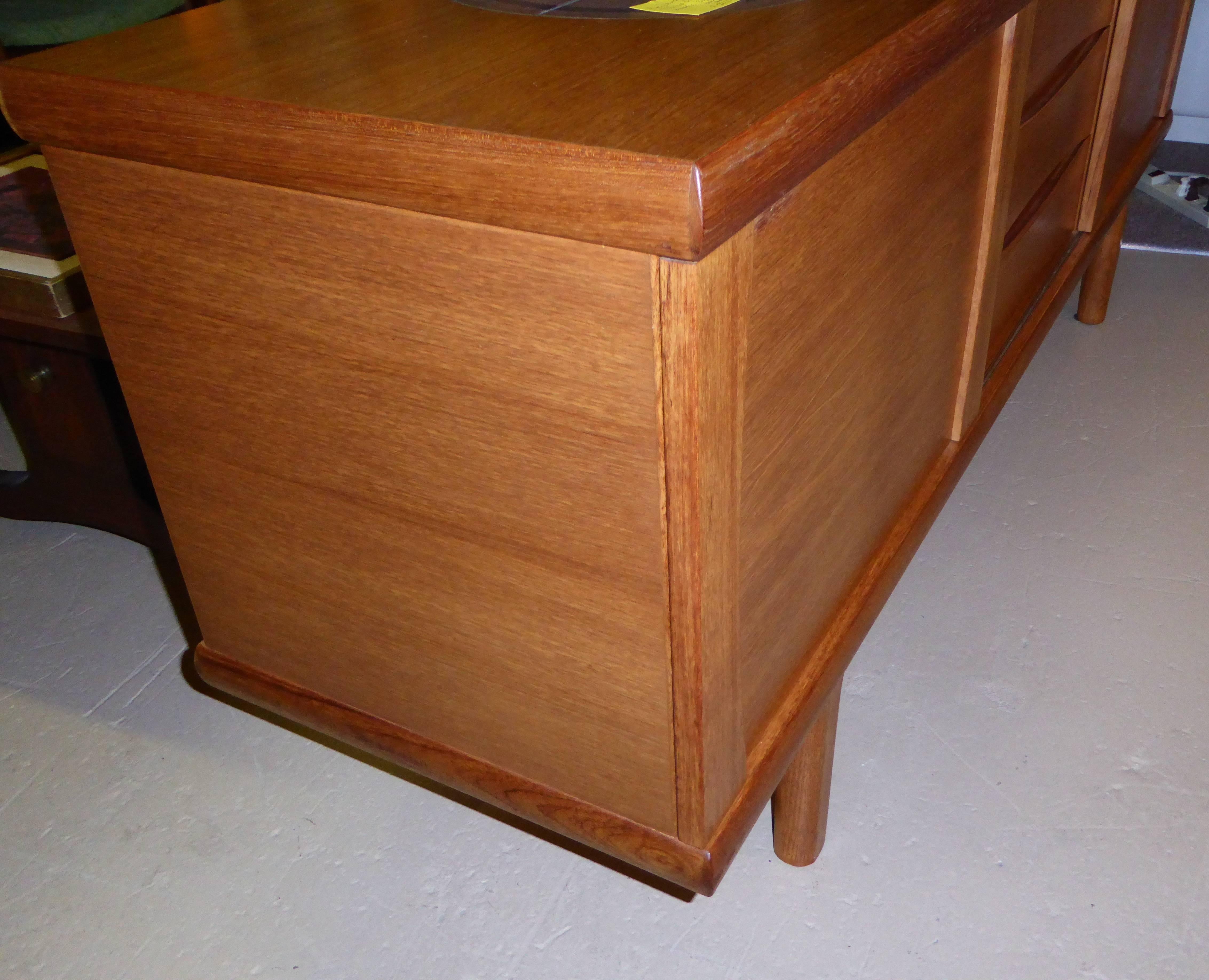 Danish Teak Credenza Buffet With Tile Top  In Good Condition In Miami, FL