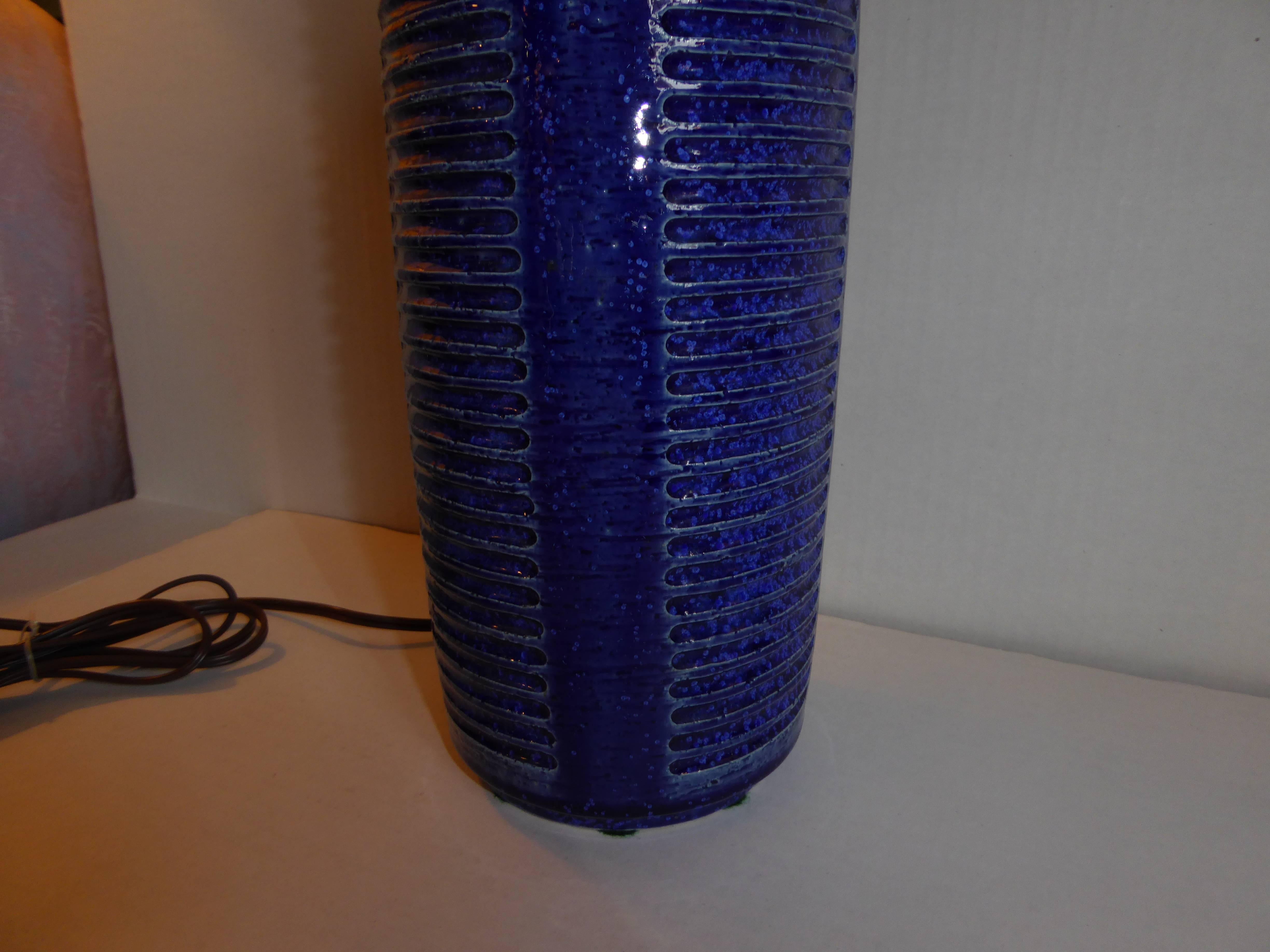 Palshus Blue Glaze Chamotte Pottery Lamp by Per Linnemann Schmidt 3