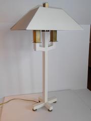 Postmodern Brass and White Bouillotte Lamp by Hart Associates