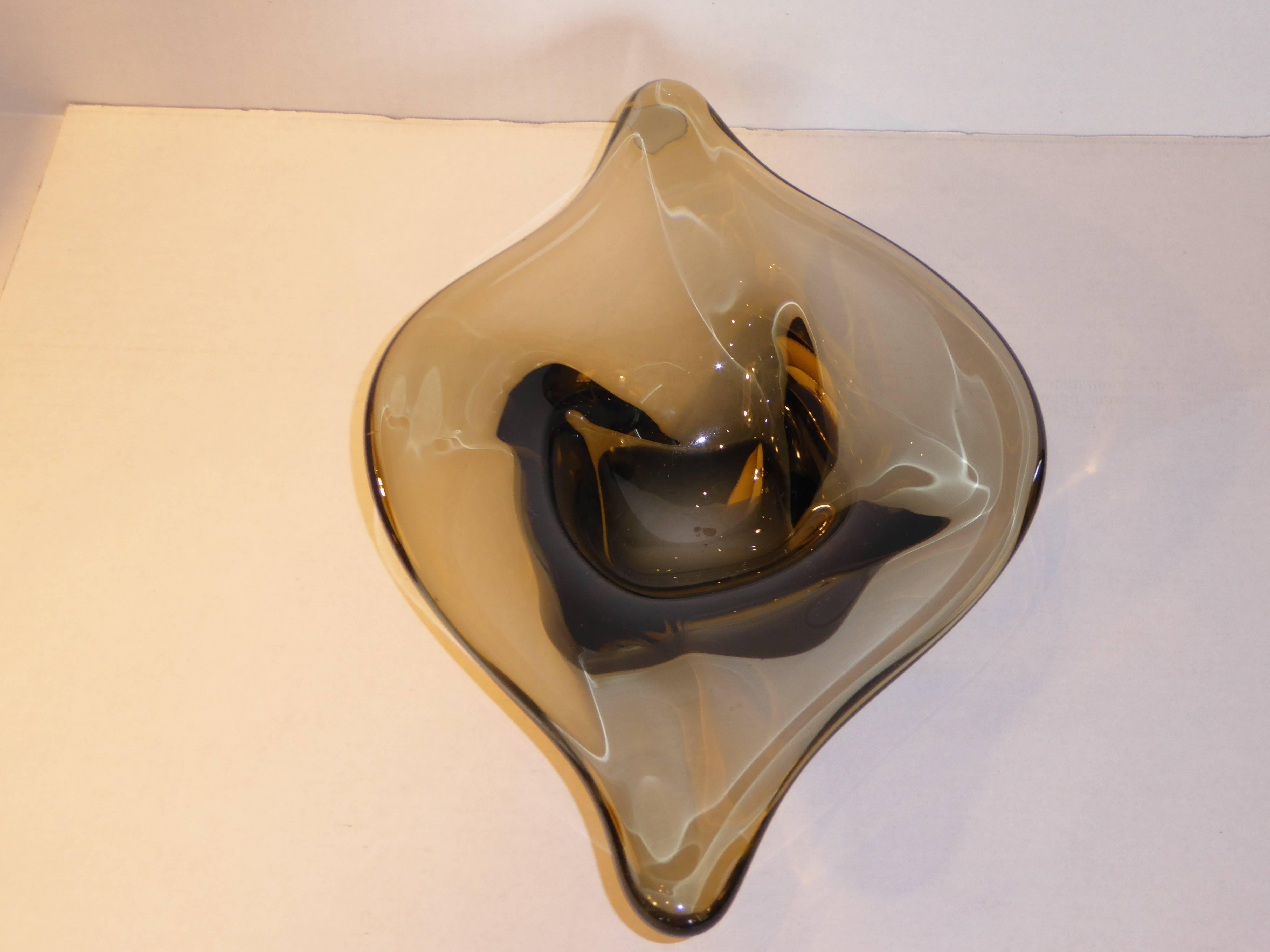 Large Murano Freeform Smoked Glass Bowl Vessel 3