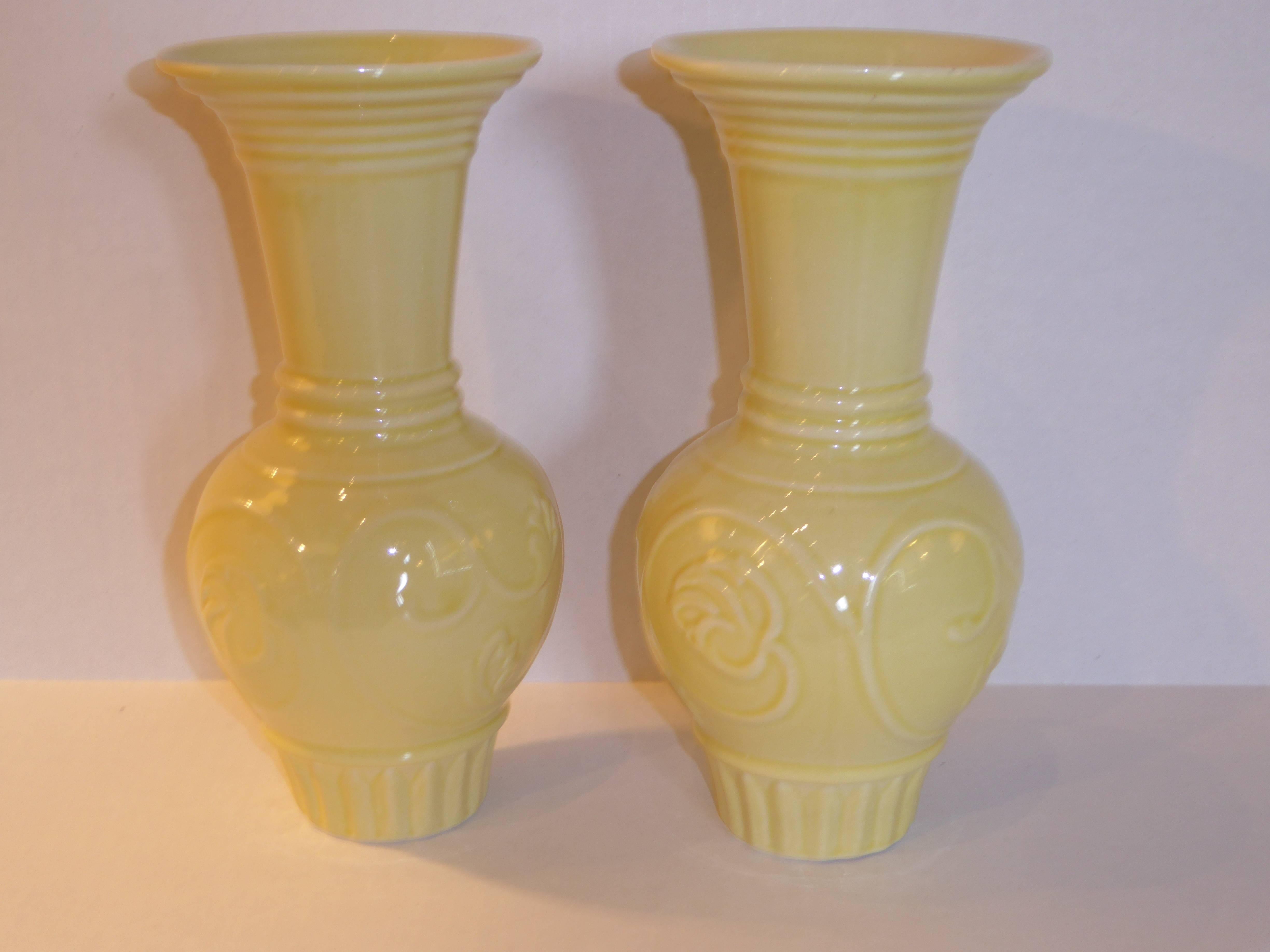American Very Rare Pair Trenton Potteries Art Deco Vases TAC