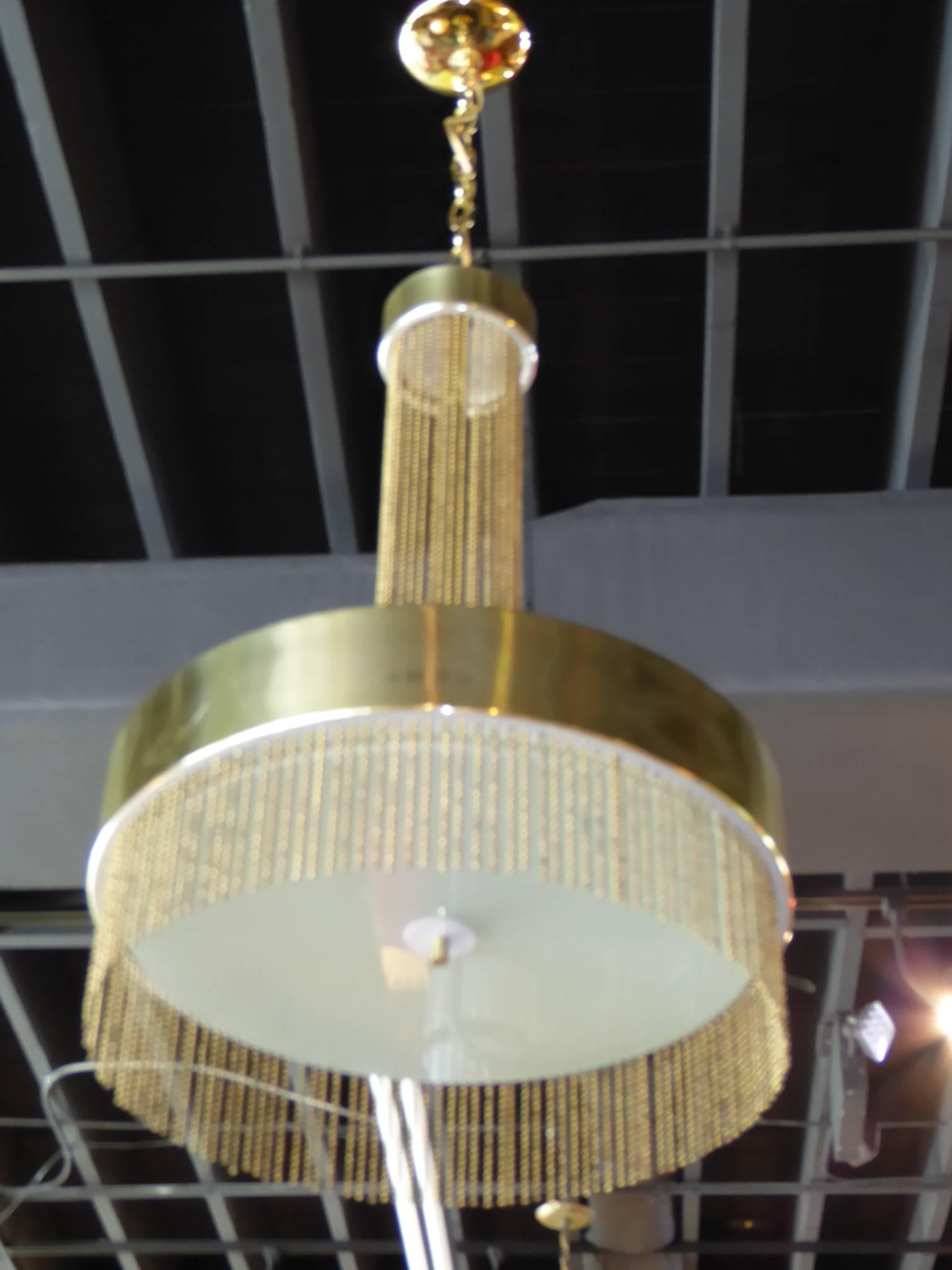 Early 1970s Pierre Cardin Brass Chandelier with Brass Beading 2