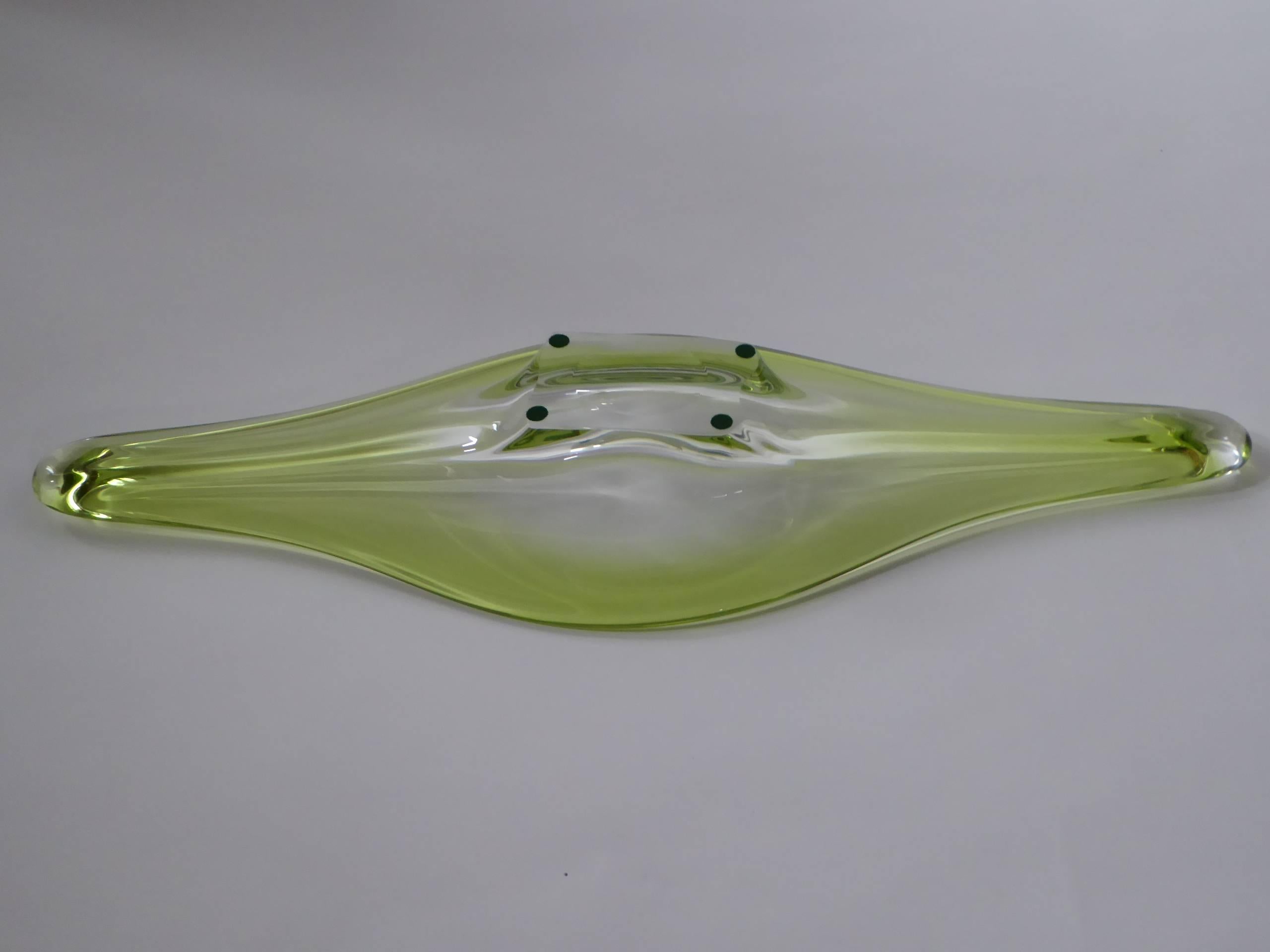 Monumental Val St. Lambert Crystal Centerpiece Elongated Bowl In Excellent Condition In Miami, FL
