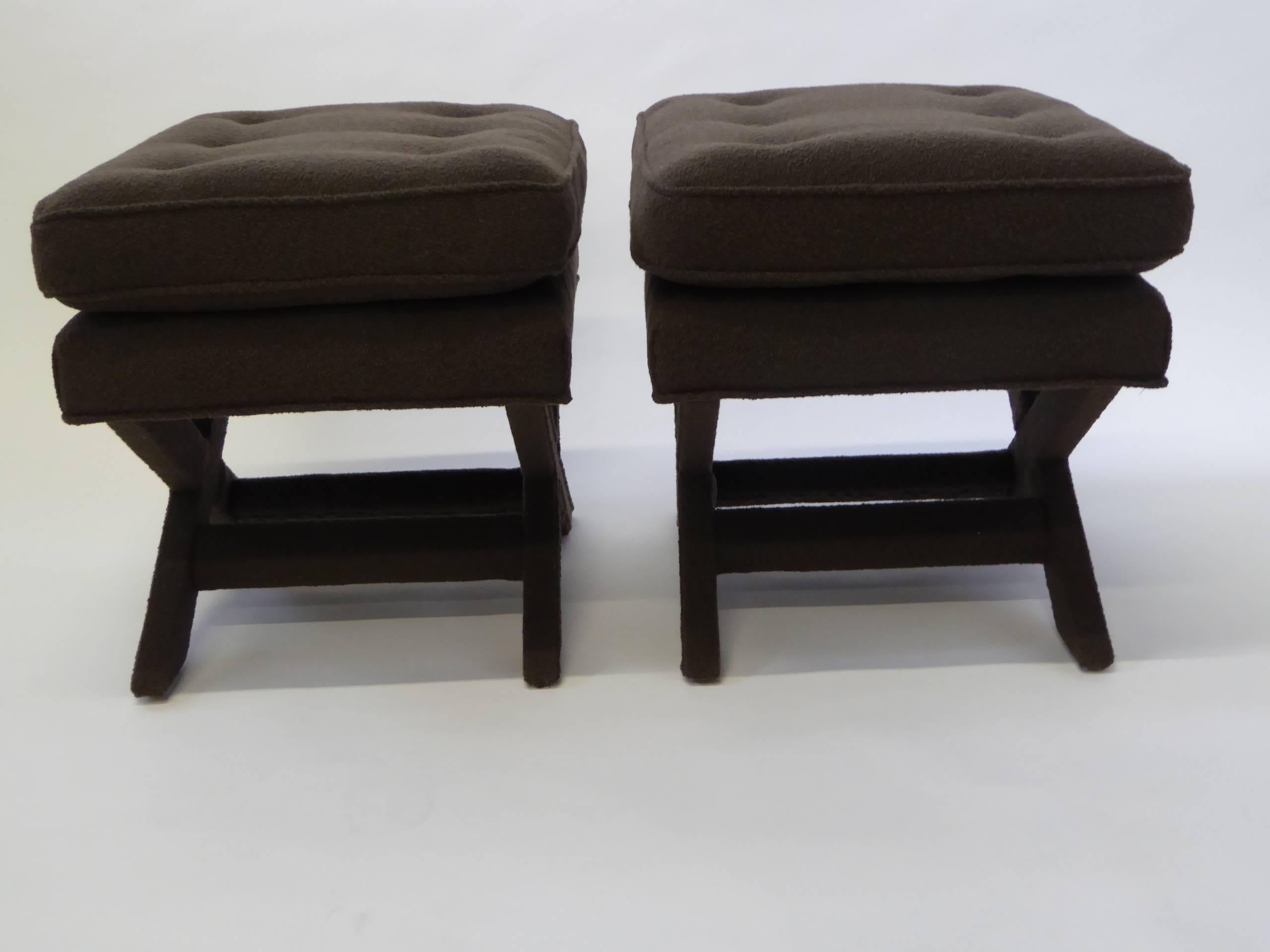 American Billy Baldwin Style X-Benches in Dark Cocoa Boucle