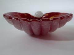 Large Mid Century Modern Barovier e Toso Red Gold Infused Shell Bowl  1950s