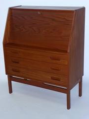 1960s Danish Teak Drop Front Secretary Desk by Dyrlund