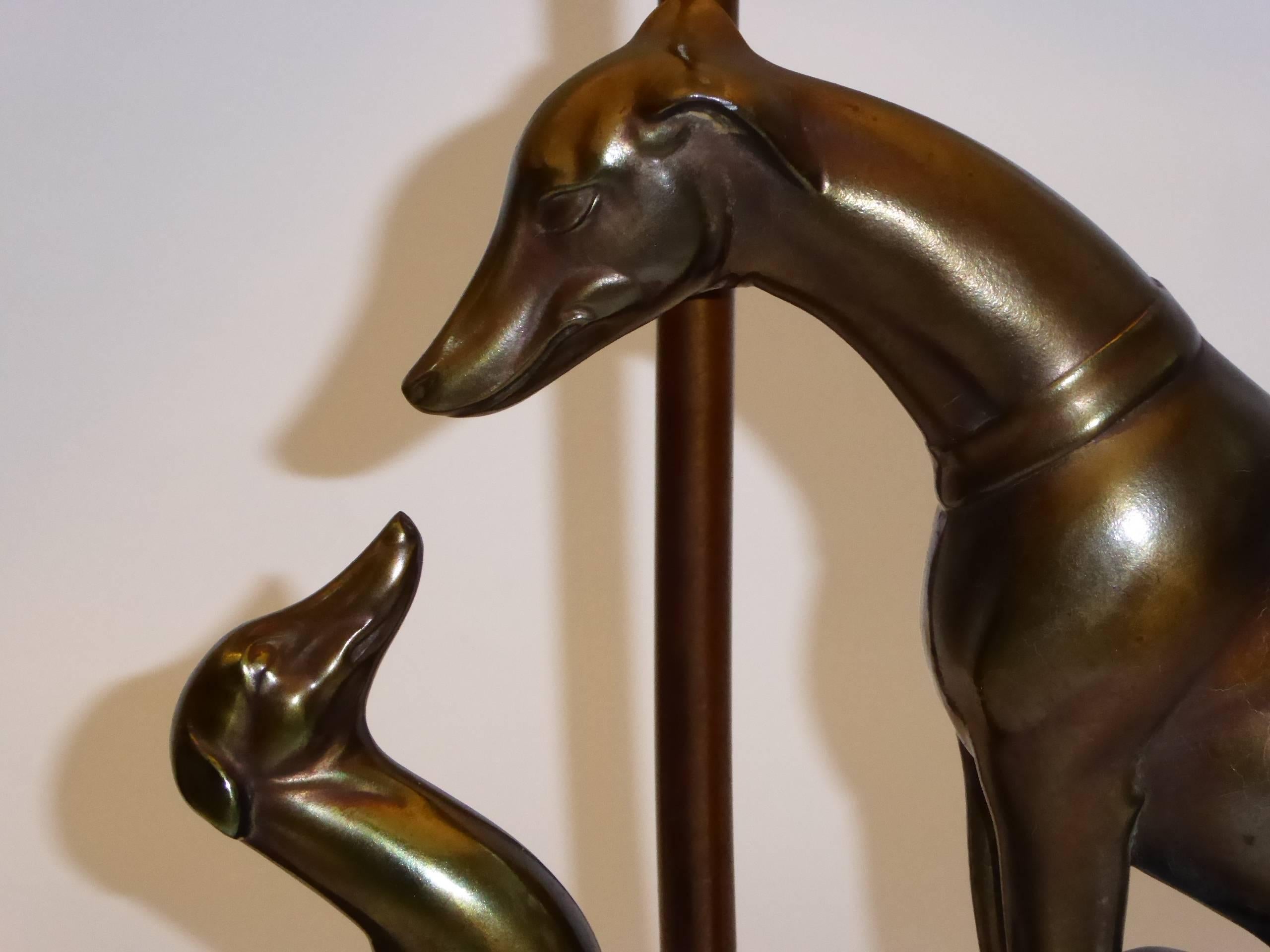 Pair of Art Deco Period Whippet Figural Table Lamps 1