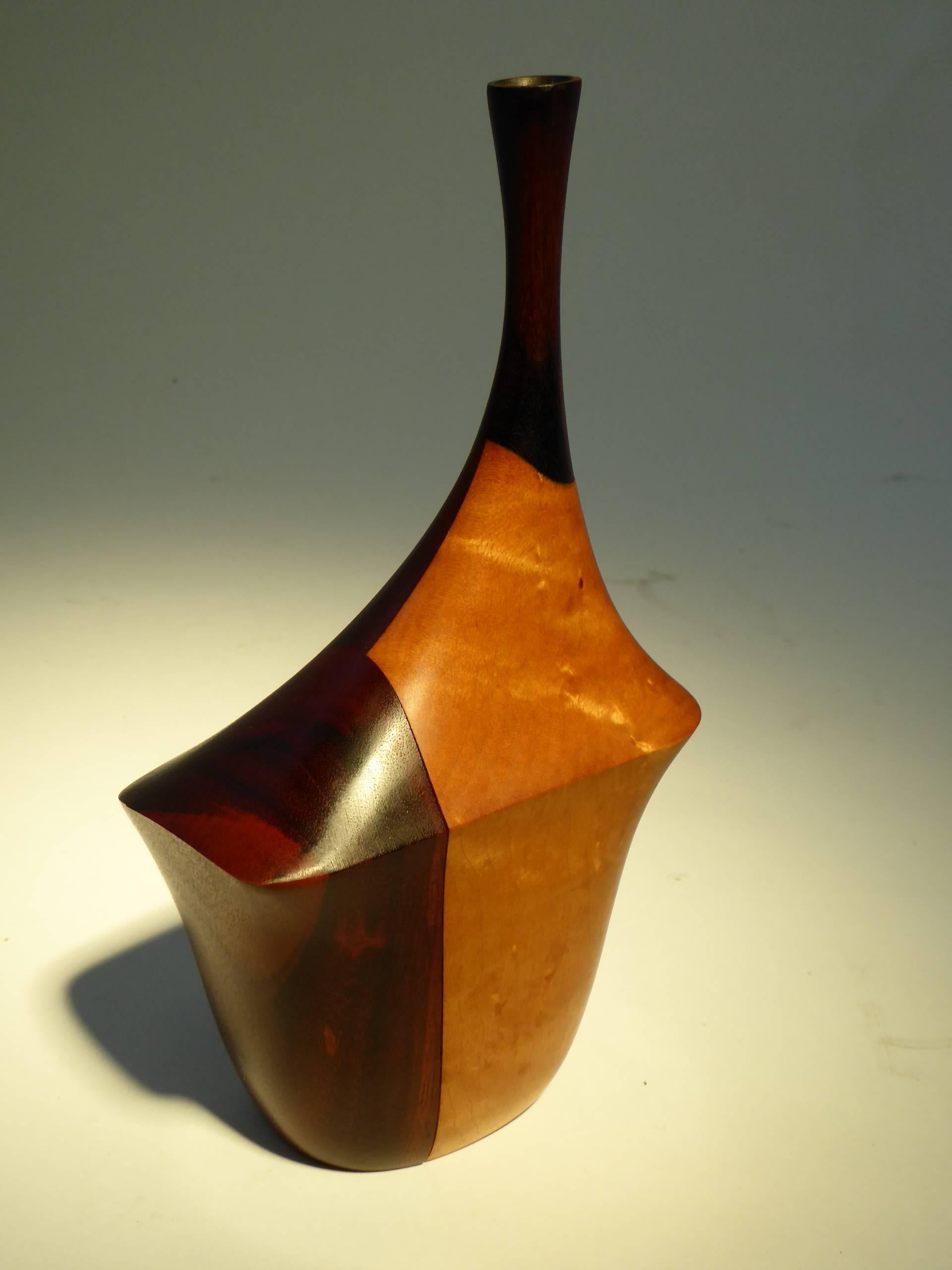 Mid-Century Modern 1973 Tom Tramel California Wood Artist Weedpot Vase