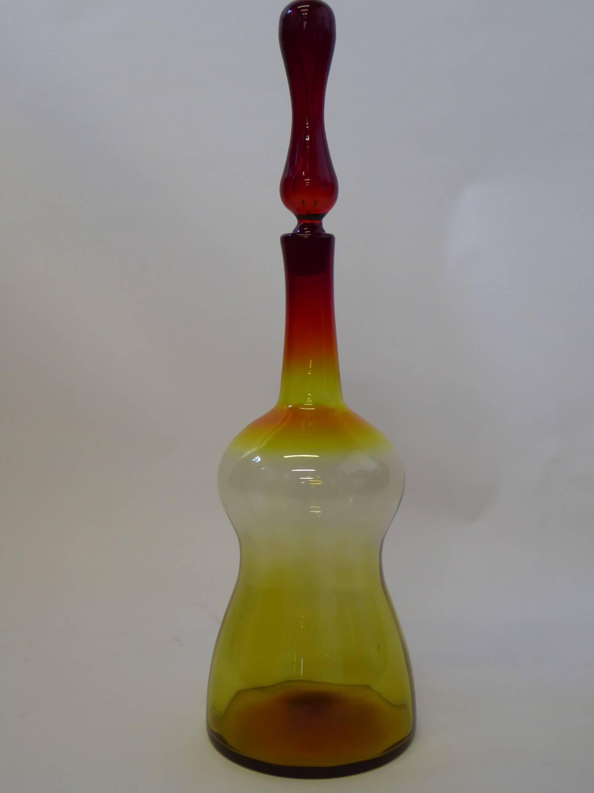 Mid-20th Century 1960s Tall Blenko Floor Decanter by Joel Myers