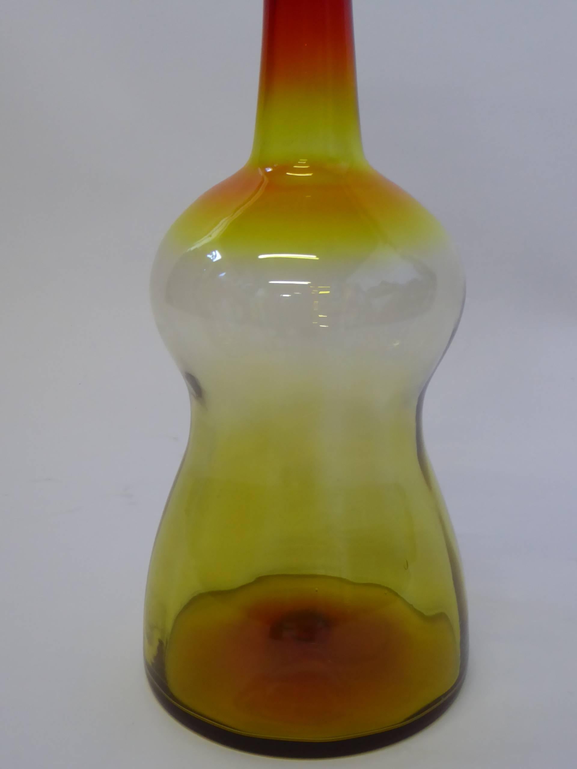 1960s Tall Blenko Floor Decanter by Joel Myers In Excellent Condition In Miami, FL
