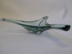 1960s Large Val St. Lambert Trefoil Blown Crystal Bowl