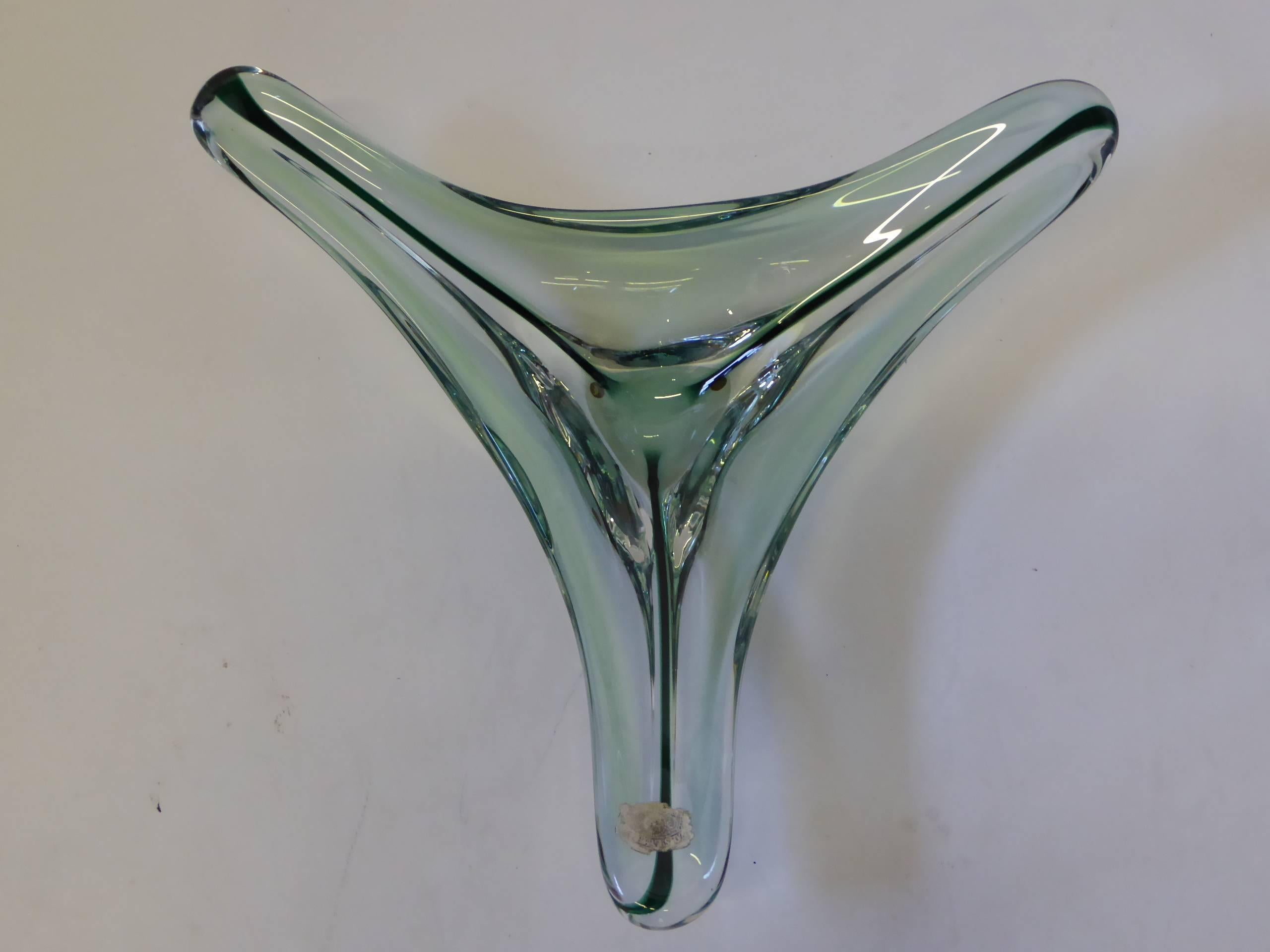 Mid-20th Century 1960s Large Val St. Lambert Trefoil Blown Crystal Bowl