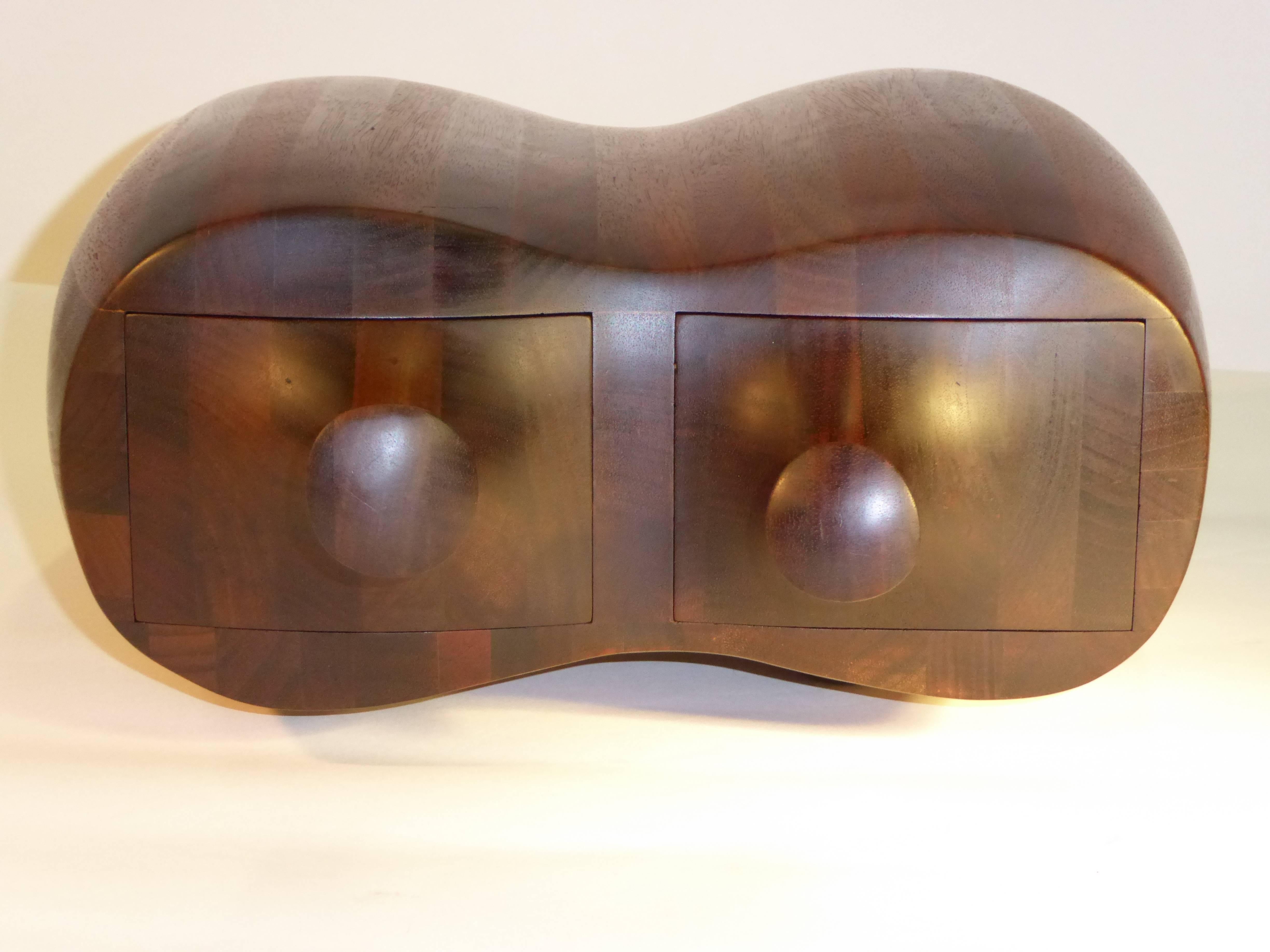 Hand-Crafted 1970 Unique Daniel Loomis Valenza Sculpted Organic Table Top Box with Drawers