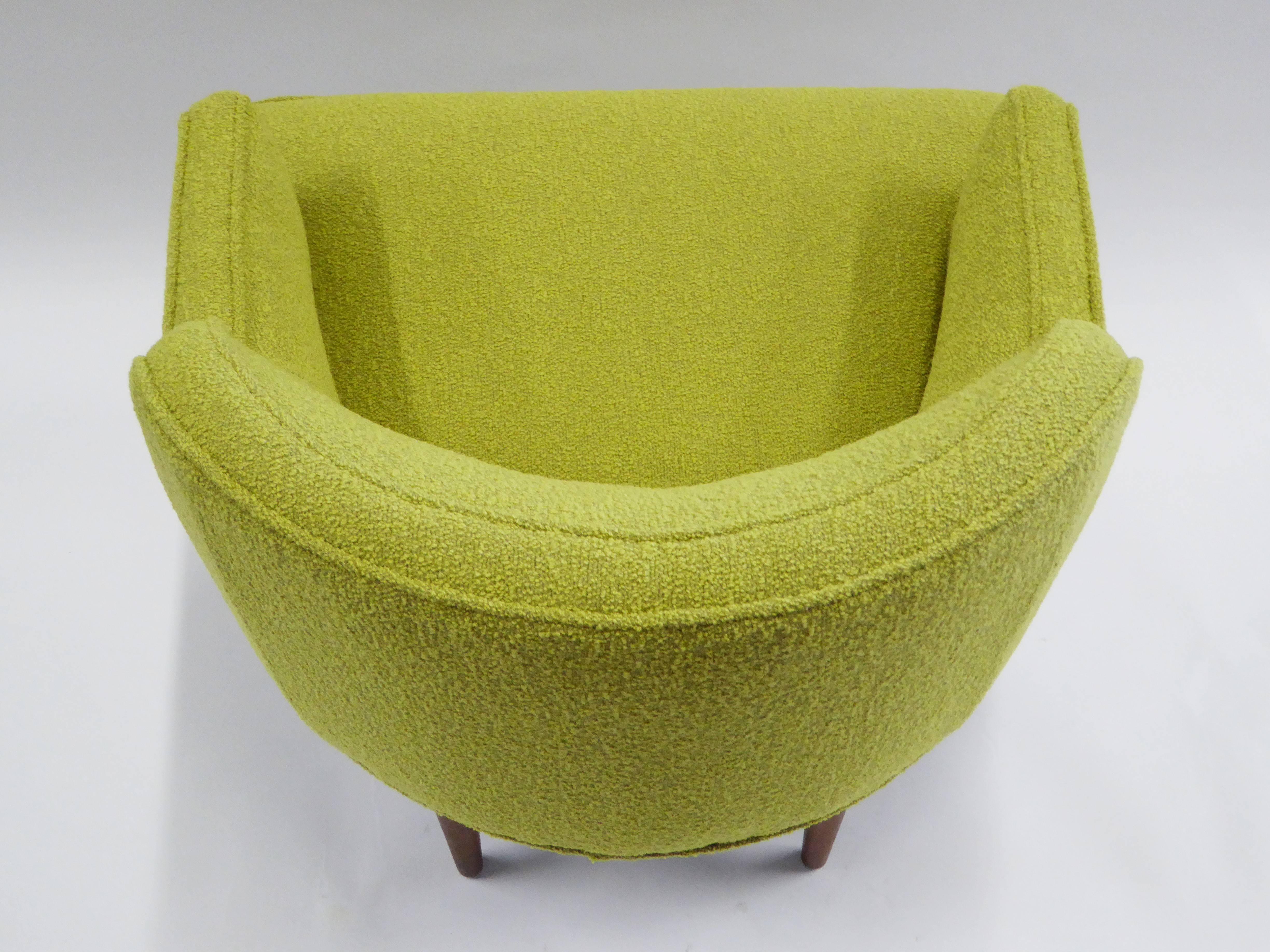 1950s Orla Molgaard Nielsen Style Boucle Upholstered Armchair 2