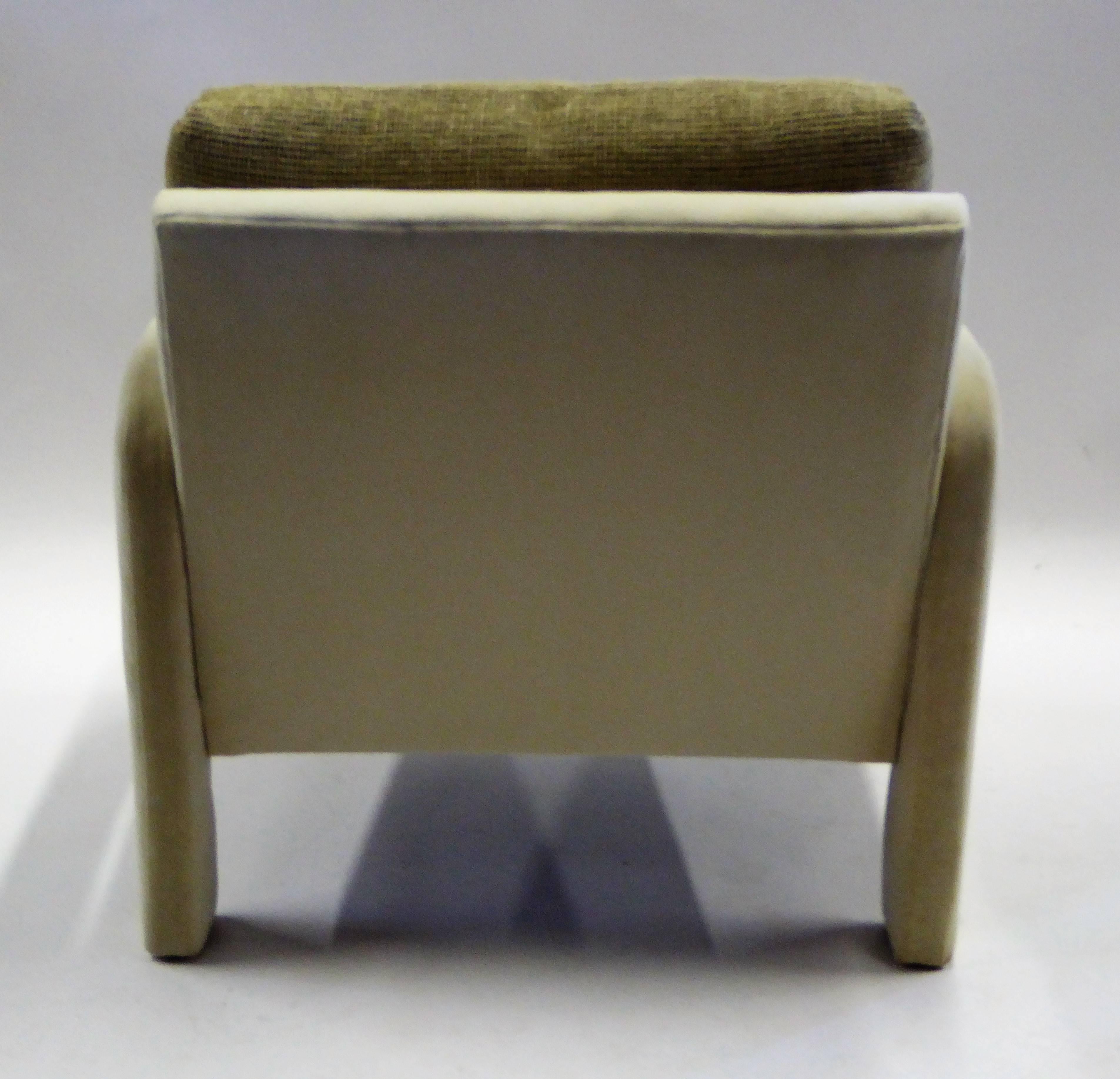 Late 20th Century 1970s Milo Baughman Style Upholstered Parsons Style Armchairs