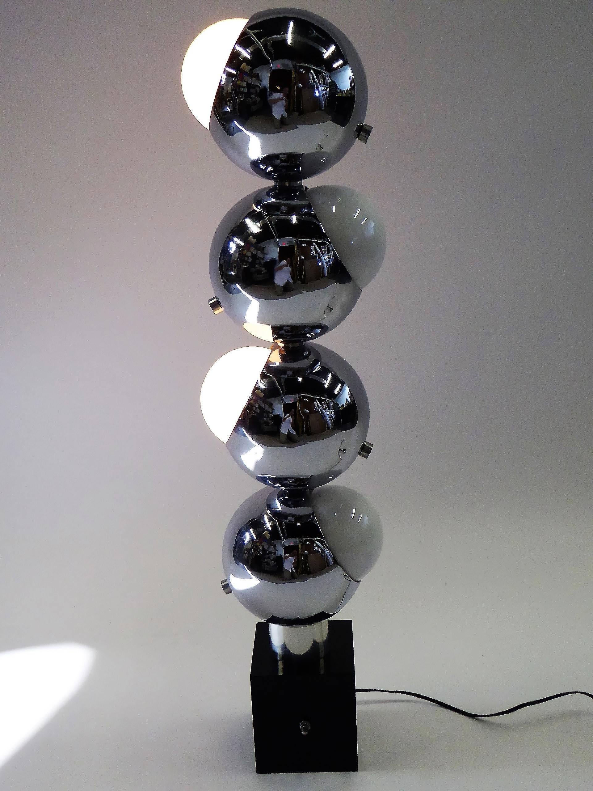 1970s Robert Sonneman Space Age Chrome Ball Molecule Table Floor Lamp 2