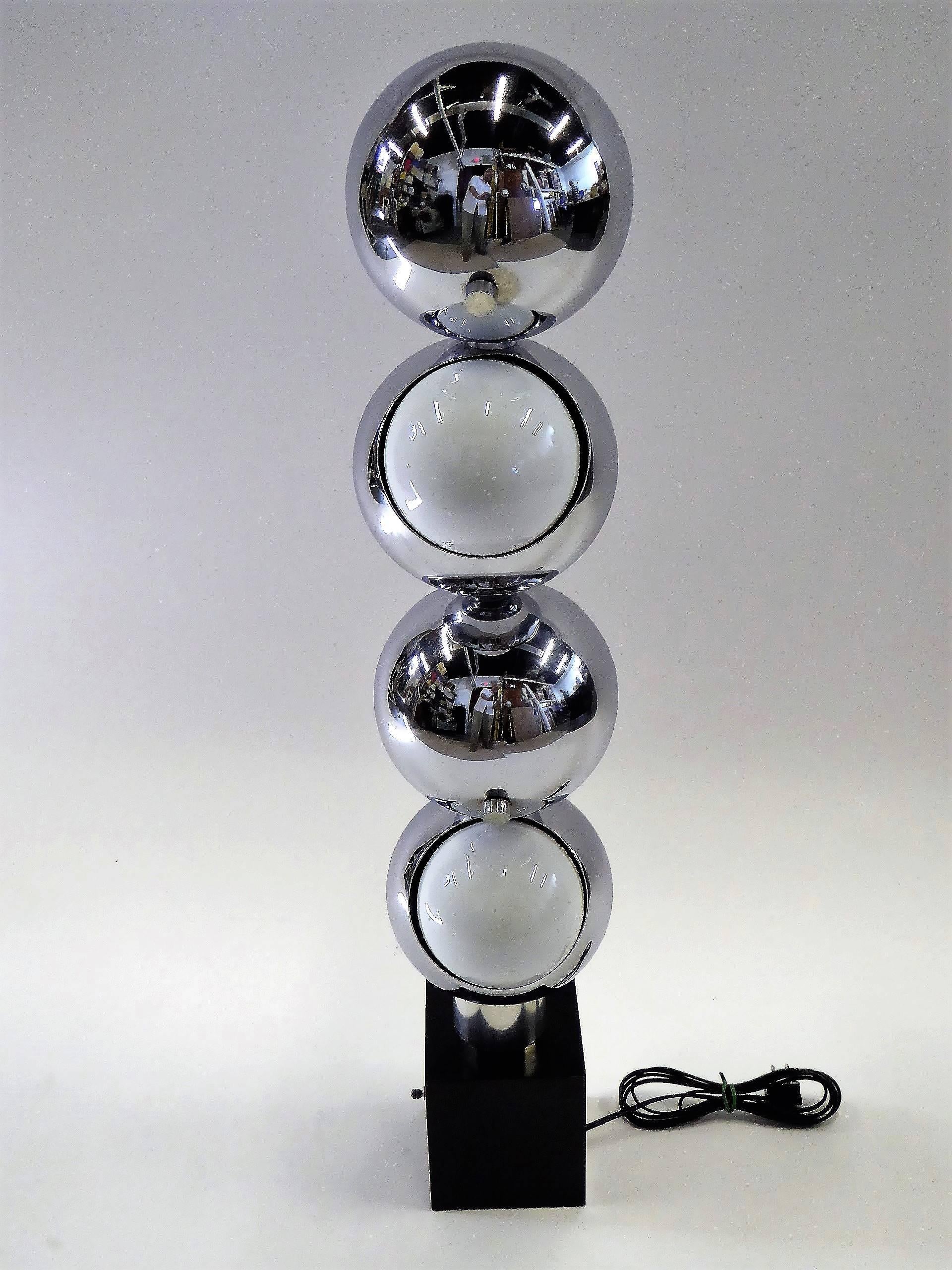 Mid-Century Modern 1970s Robert Sonneman Space Age Chrome Ball Molecule Table Floor Lamp