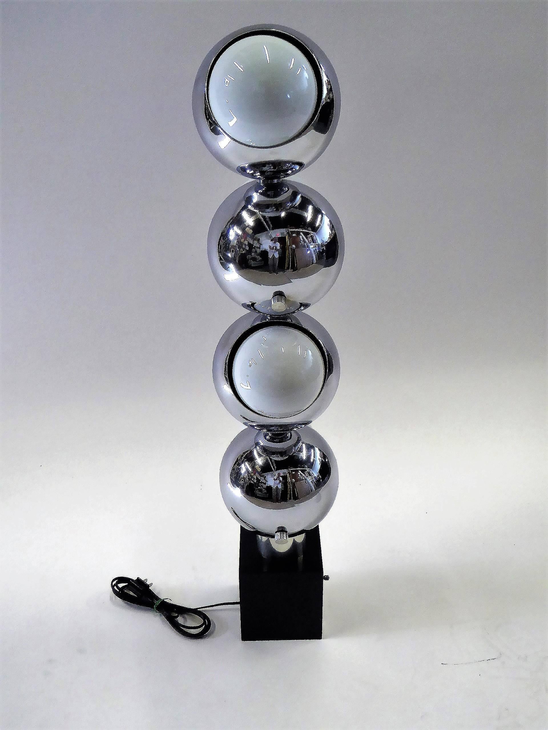 1970s Robert Sonneman Space Age Chrome Ball Molecule Table Floor Lamp 1