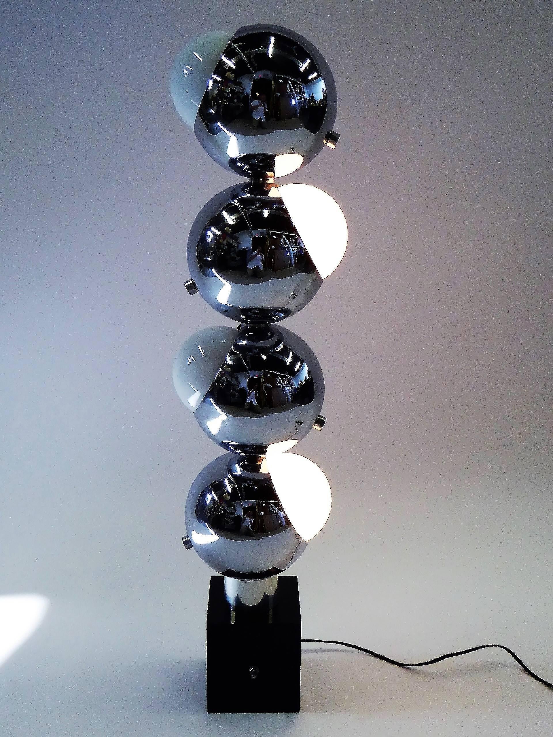 1970s Robert Sonneman Space Age Chrome Ball Molecule Table Floor Lamp 3