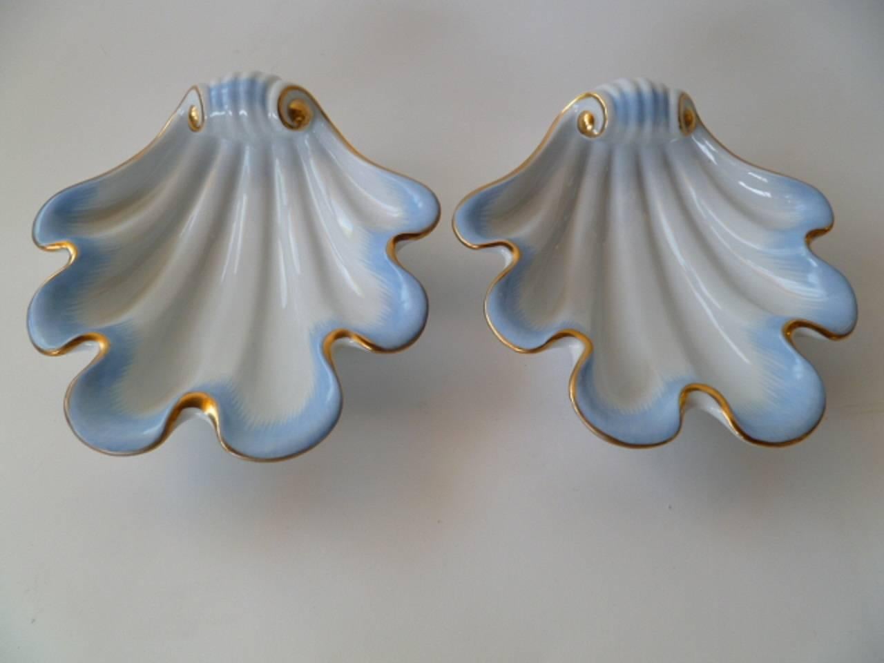 Hungarian Pair of Herend Hungary Modern Shell Porcelain Vessels, 1939