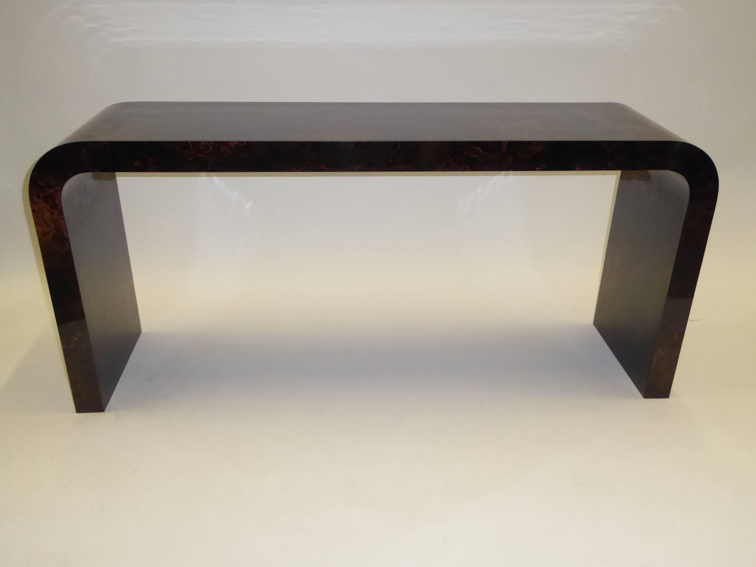 Karl Springer Inspired Faux Tortoise Waterfall Console Table 3
