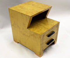 1930s Art Deco Carpathian Burl Nightstand with Copper Sabot