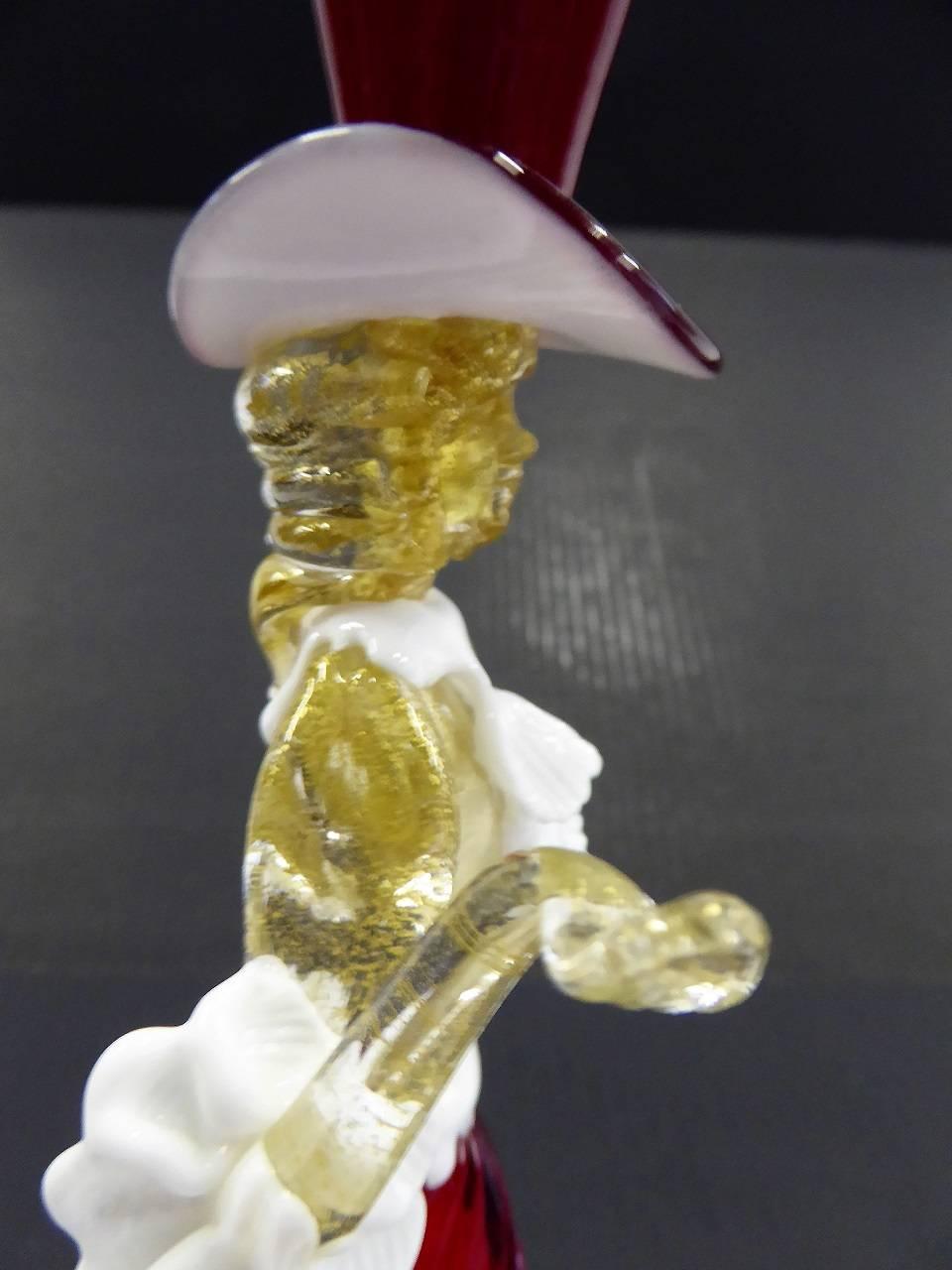 Blown Glass Mid-Century Modern Murano Venetian Figurine with Top Hat, 1950s