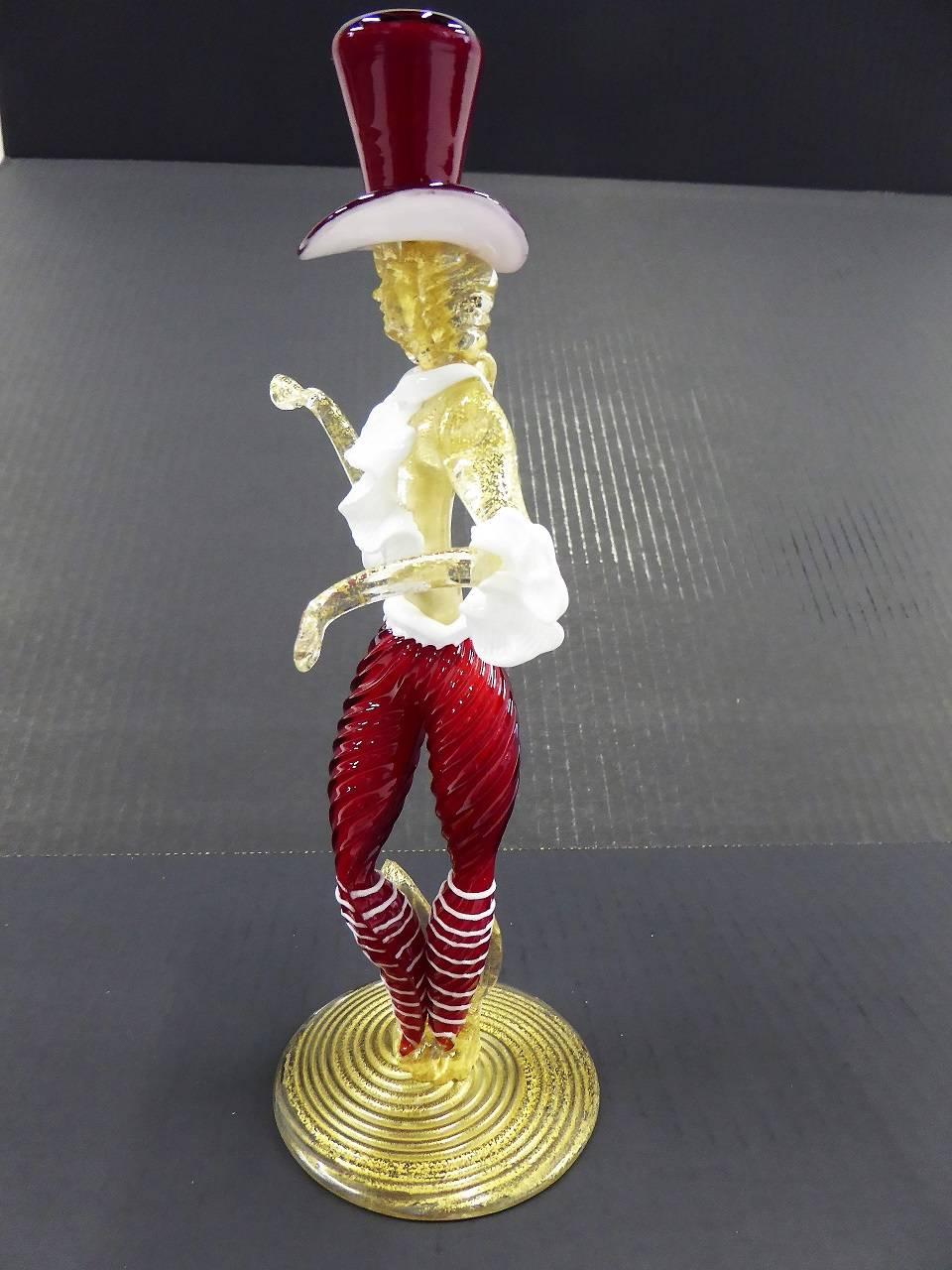 Italian Mid-Century Modern Murano Venetian Figurine with Top Hat, 1950s