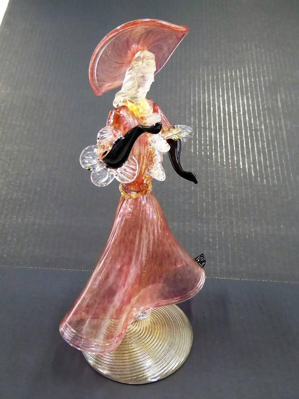 Mid-20th Century Midcentury Murano Venetian Dancing Courtesan Woman Figurine