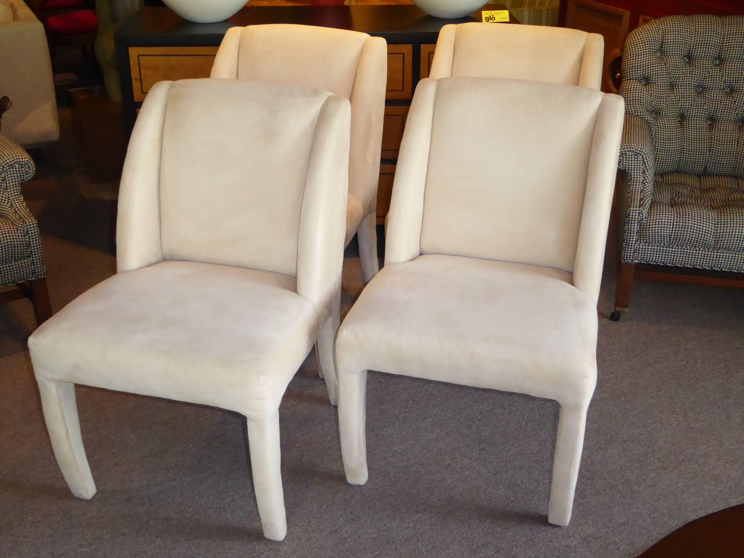 American 1980s Luxe Modern Ultrasuede Dining Chairs by Directional