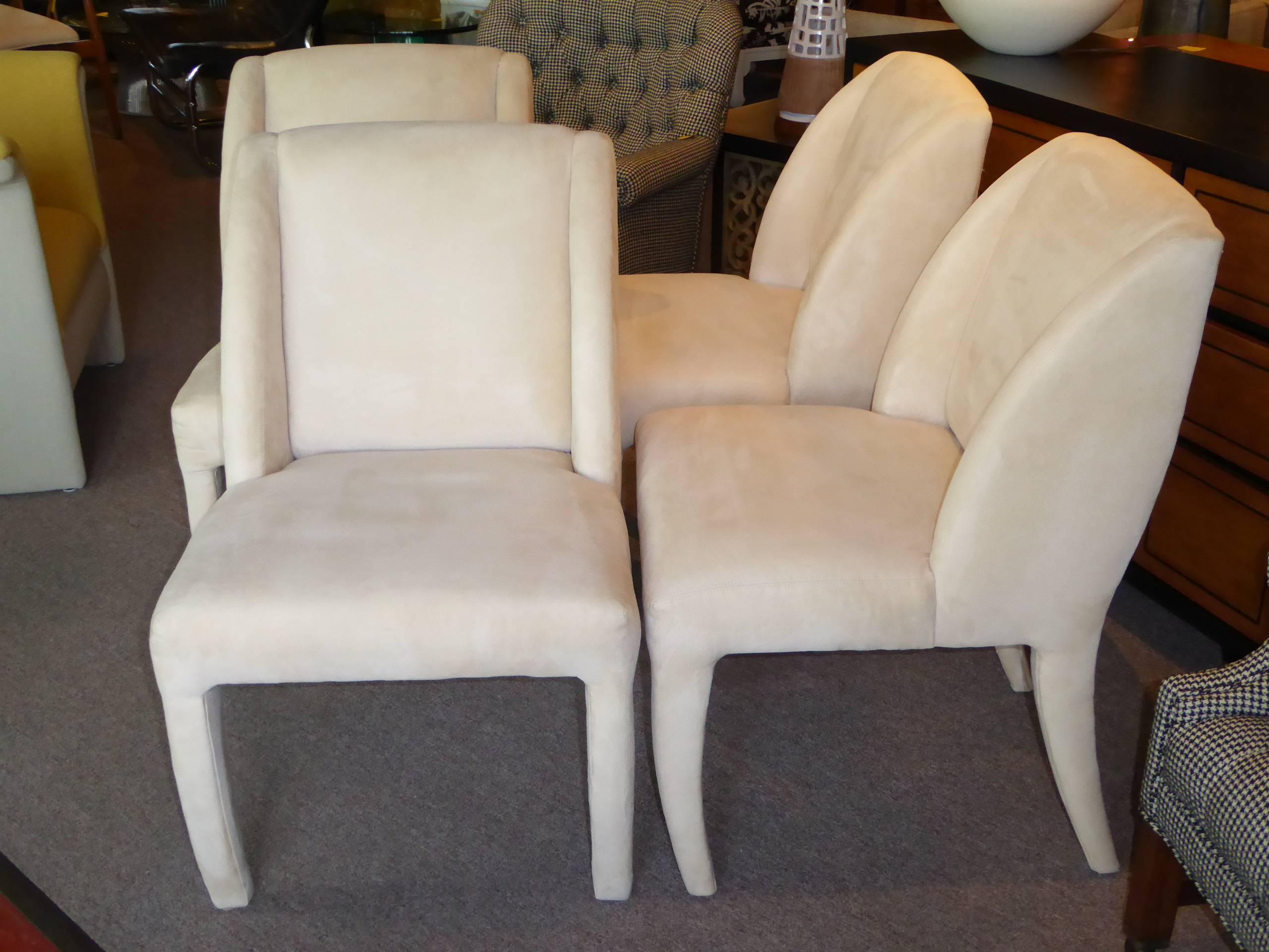 1980s Luxe Modern Ultrasuede Dining Chairs by Directional In Good Condition In Miami, FL