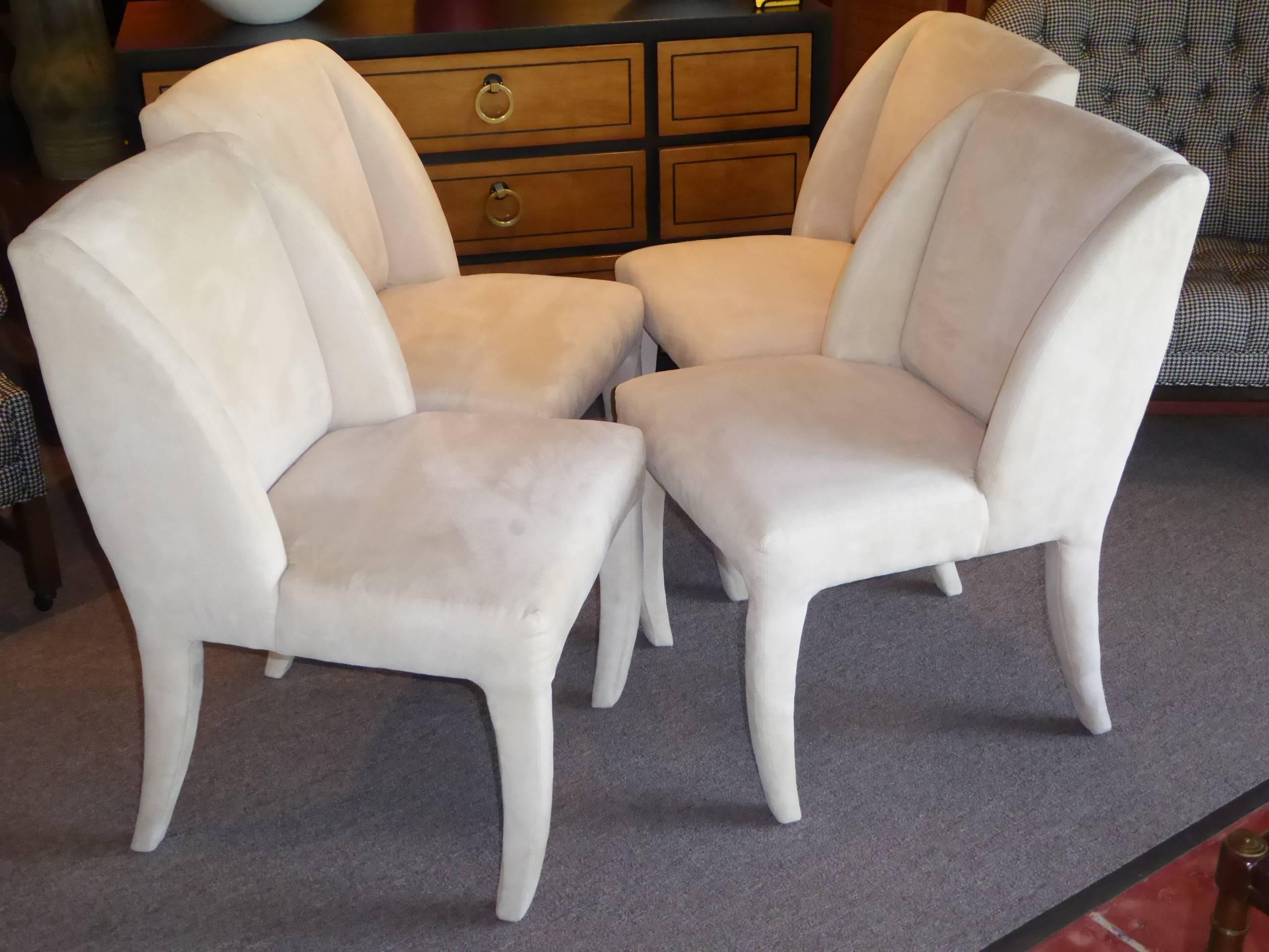 Late 20th Century 1980s Luxe Modern Ultrasuede Dining Chairs by Directional