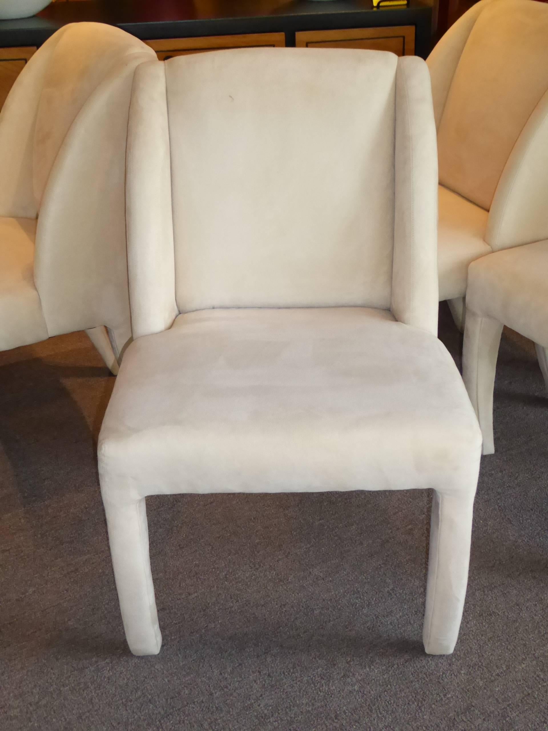 1980s Luxe Modern Ultrasuede Dining Chairs by Directional 2