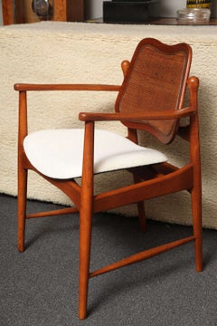 1950s Arne Vodder Teak and Cane Armchair