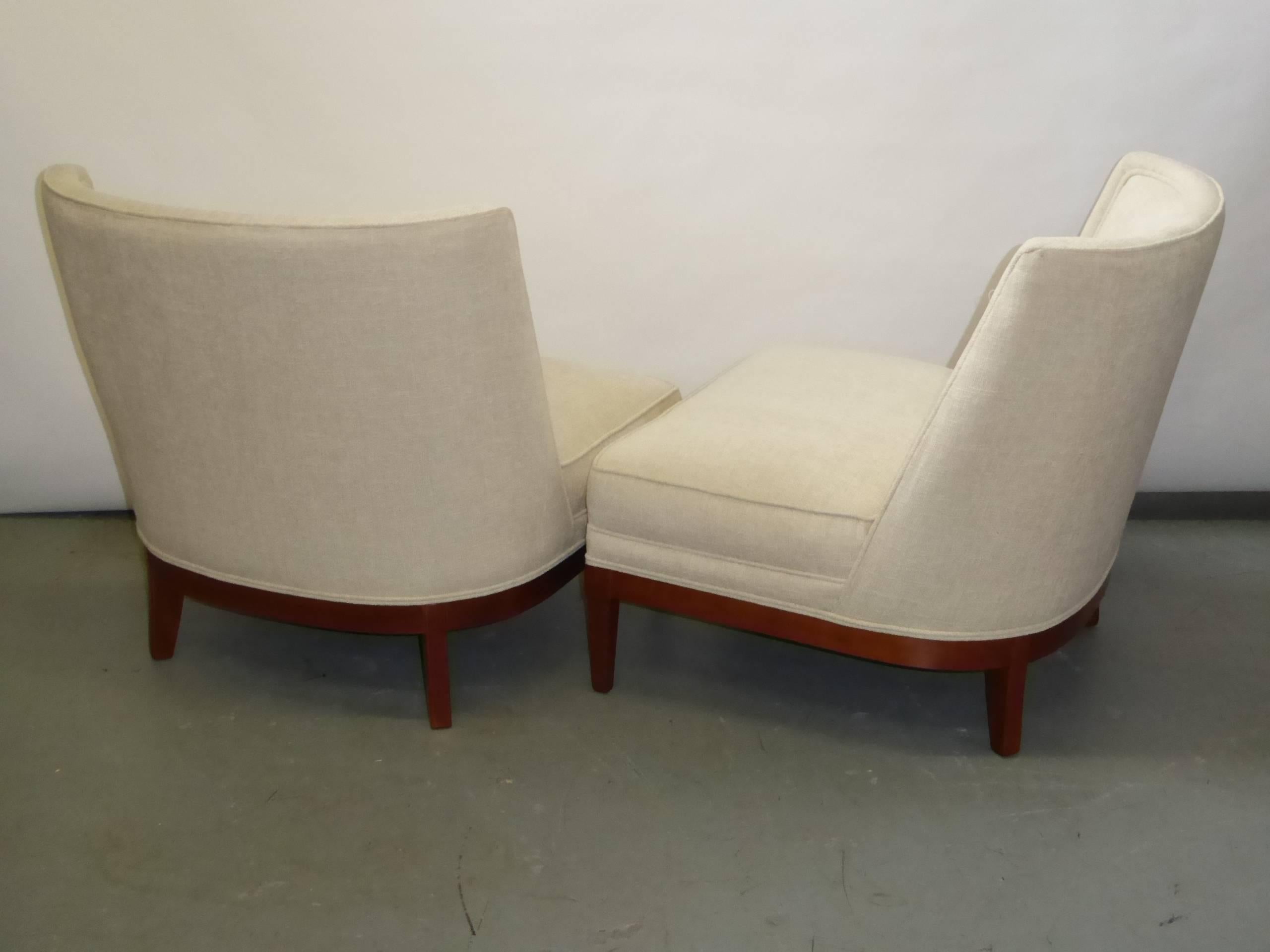 American  PAIR Sophisticated 1940s Slipper Lounge Chairs