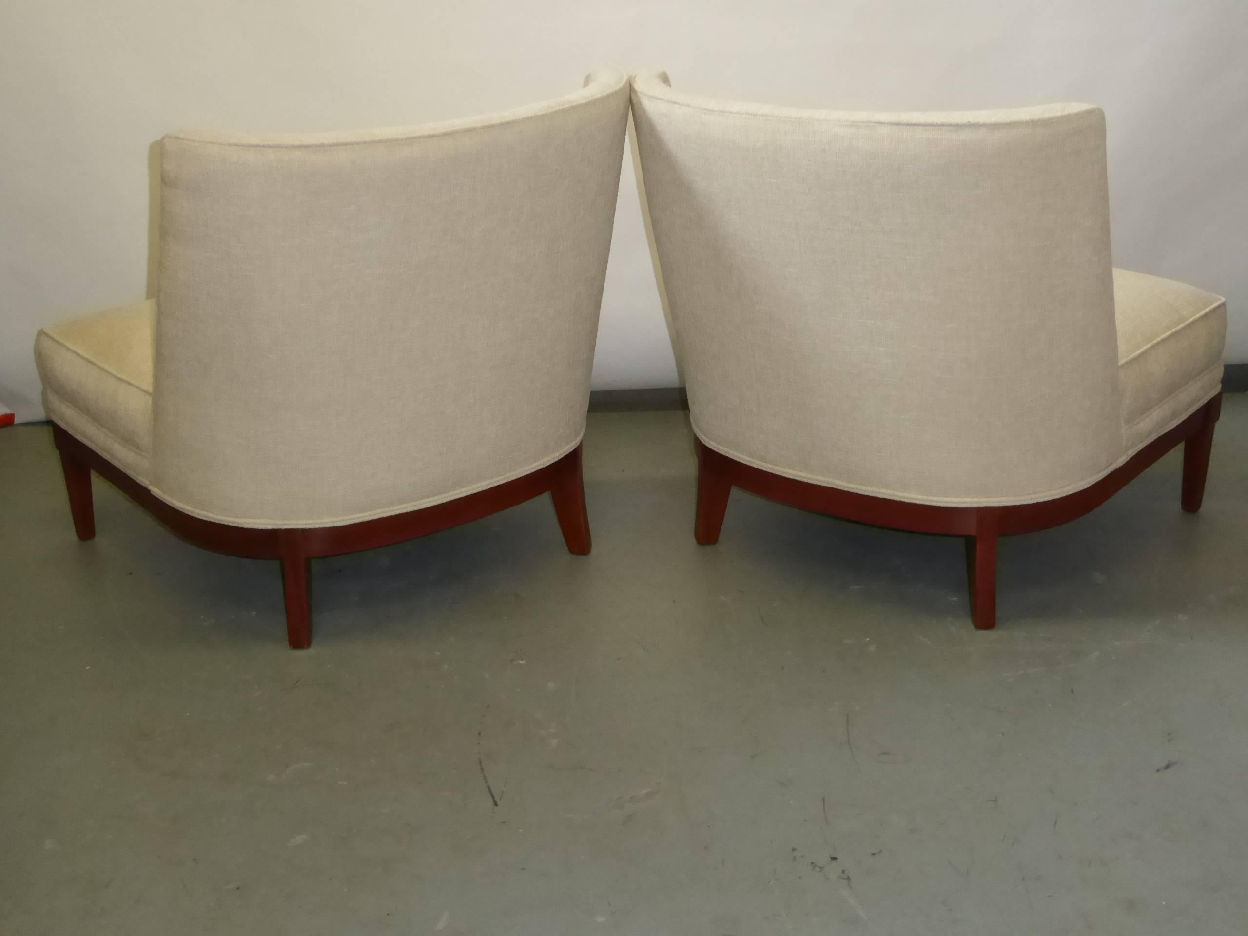  PAIR Sophisticated 1940s Slipper Lounge Chairs 1
