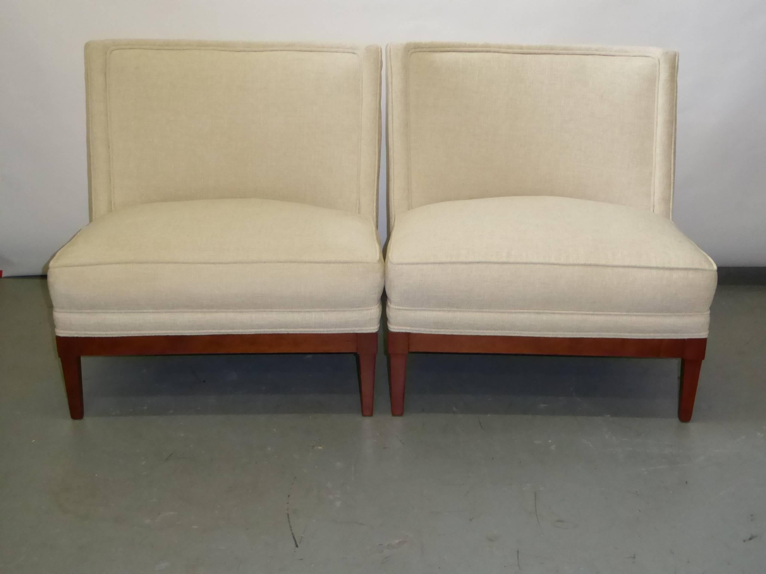 Mid-20th Century  PAIR Sophisticated 1940s Slipper Lounge Chairs