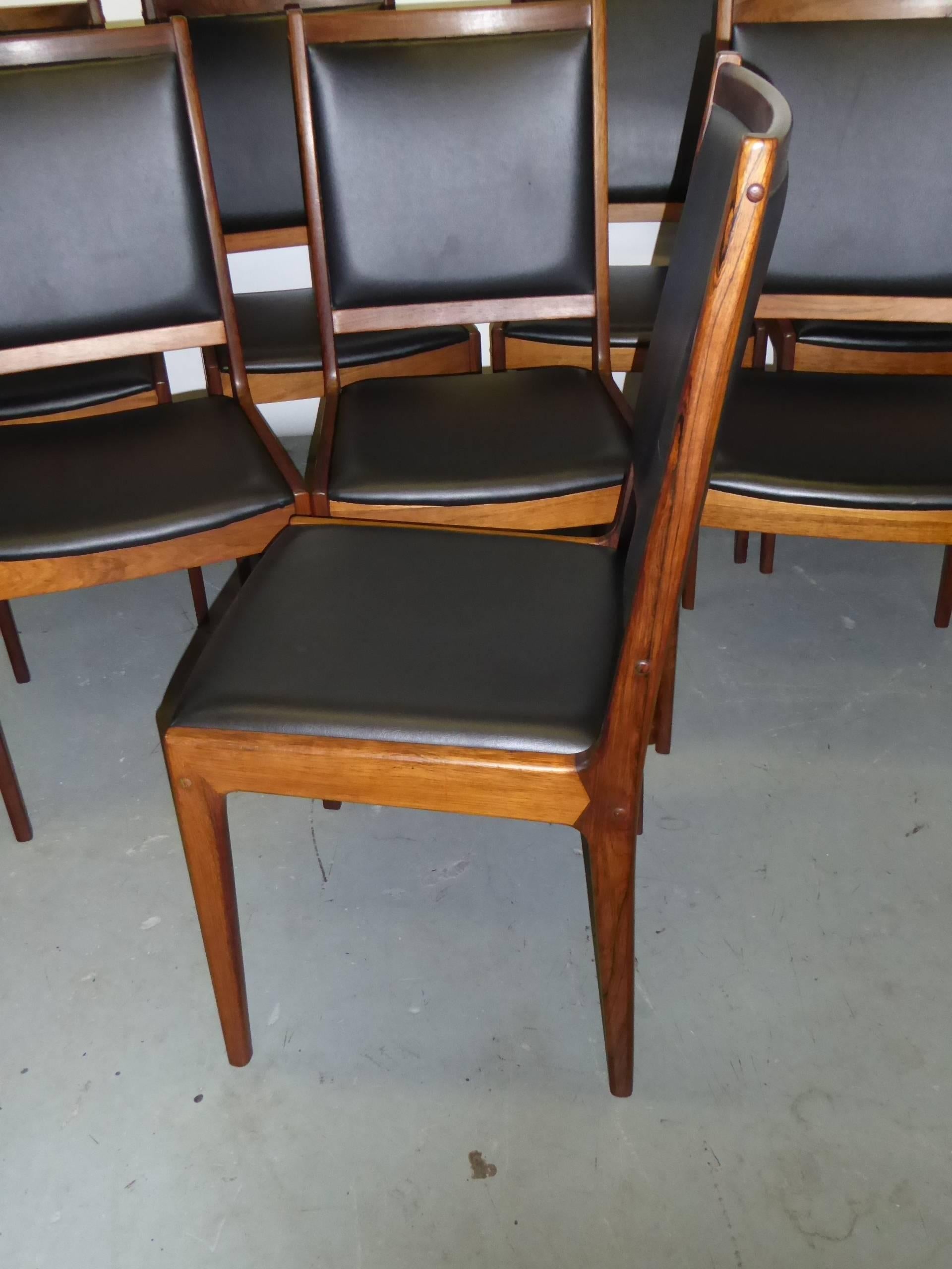 Danish Ten Rosewood Ib Kofod-Larsen Dining Chairs, Denmark 1960s