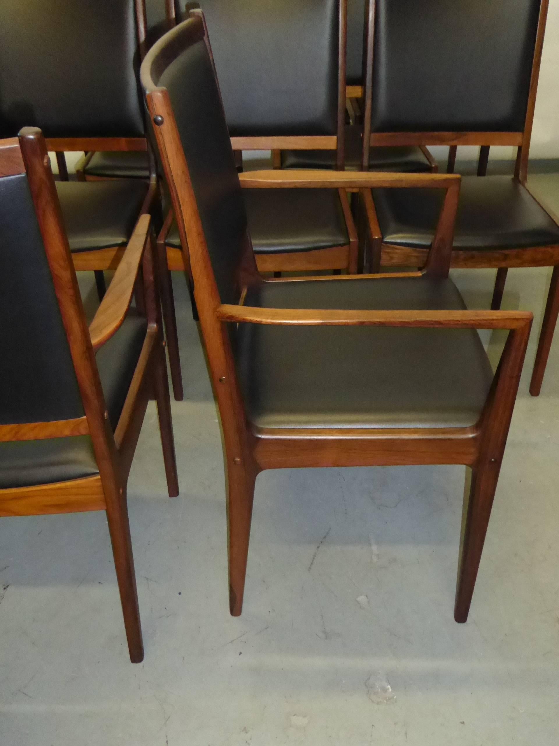 Ten Rosewood Ib Kofod-Larsen Dining Chairs, Denmark 1960s 2