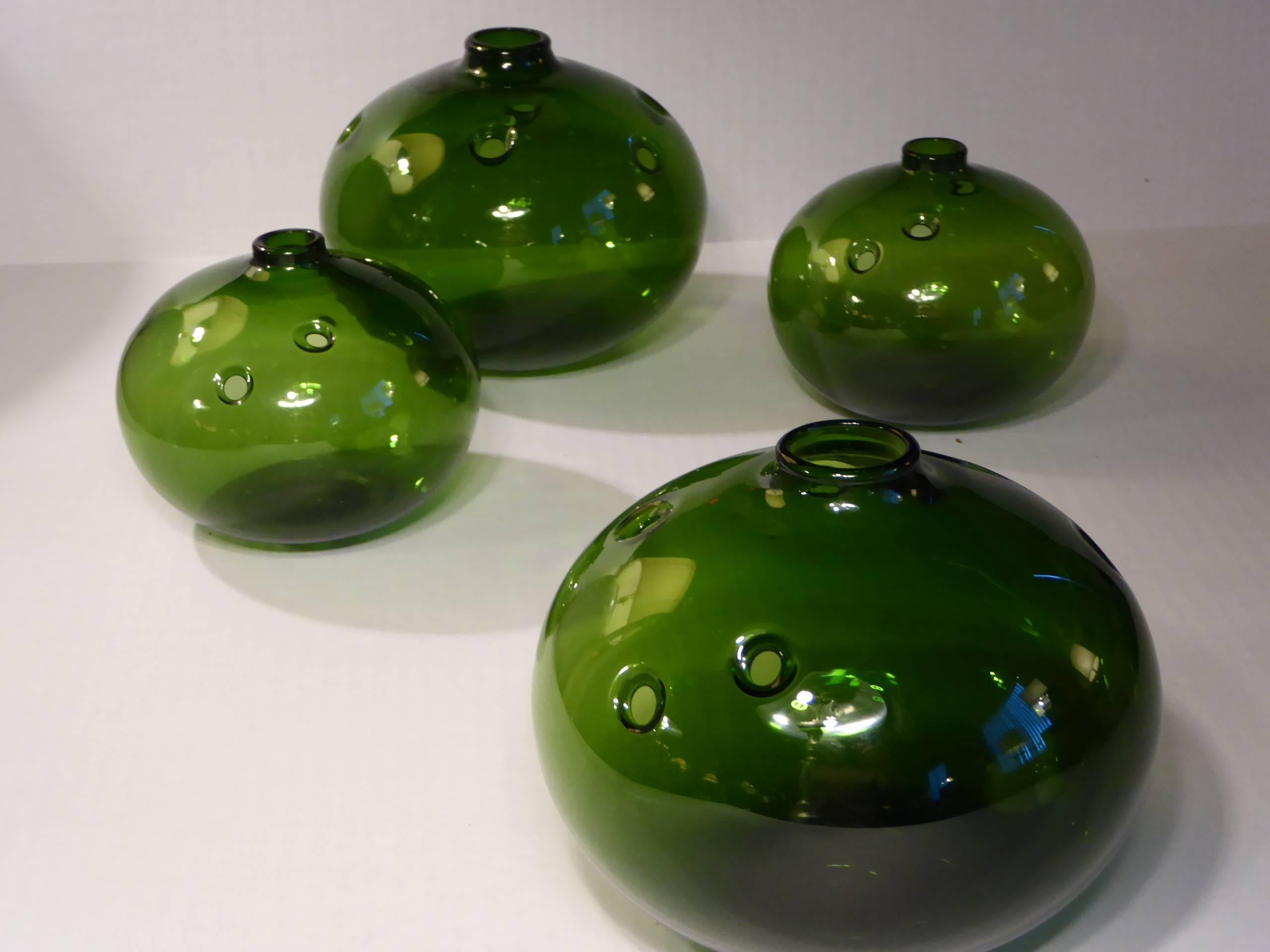 Blown Glass Michael Bang Hule Vase Group for Holmegaard