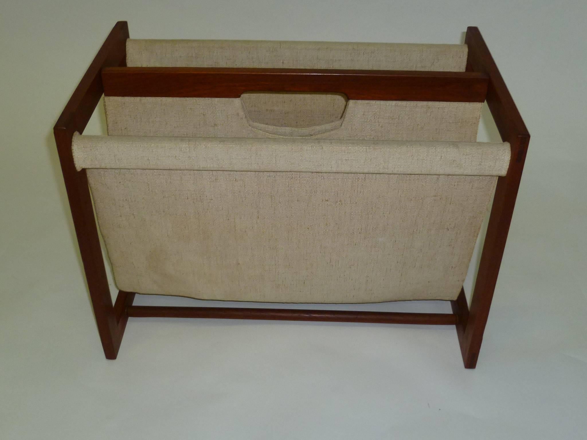 1960s Kai Kristiansen Danish Teak Two Pocket Magazine Stand In Good Condition In Miami, FL