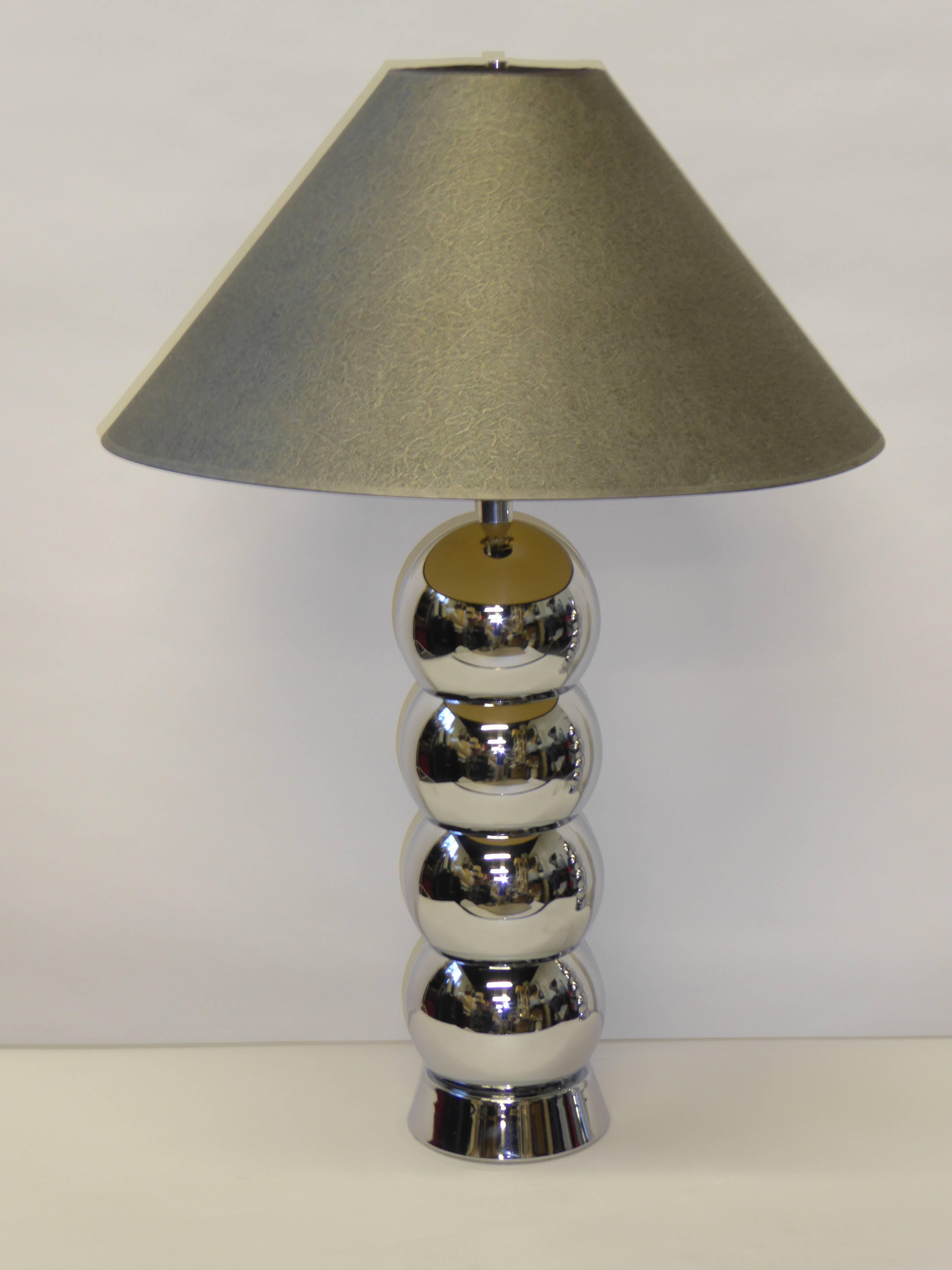 American Stellar George Kovacs Chrome Ball Column Table Lamps