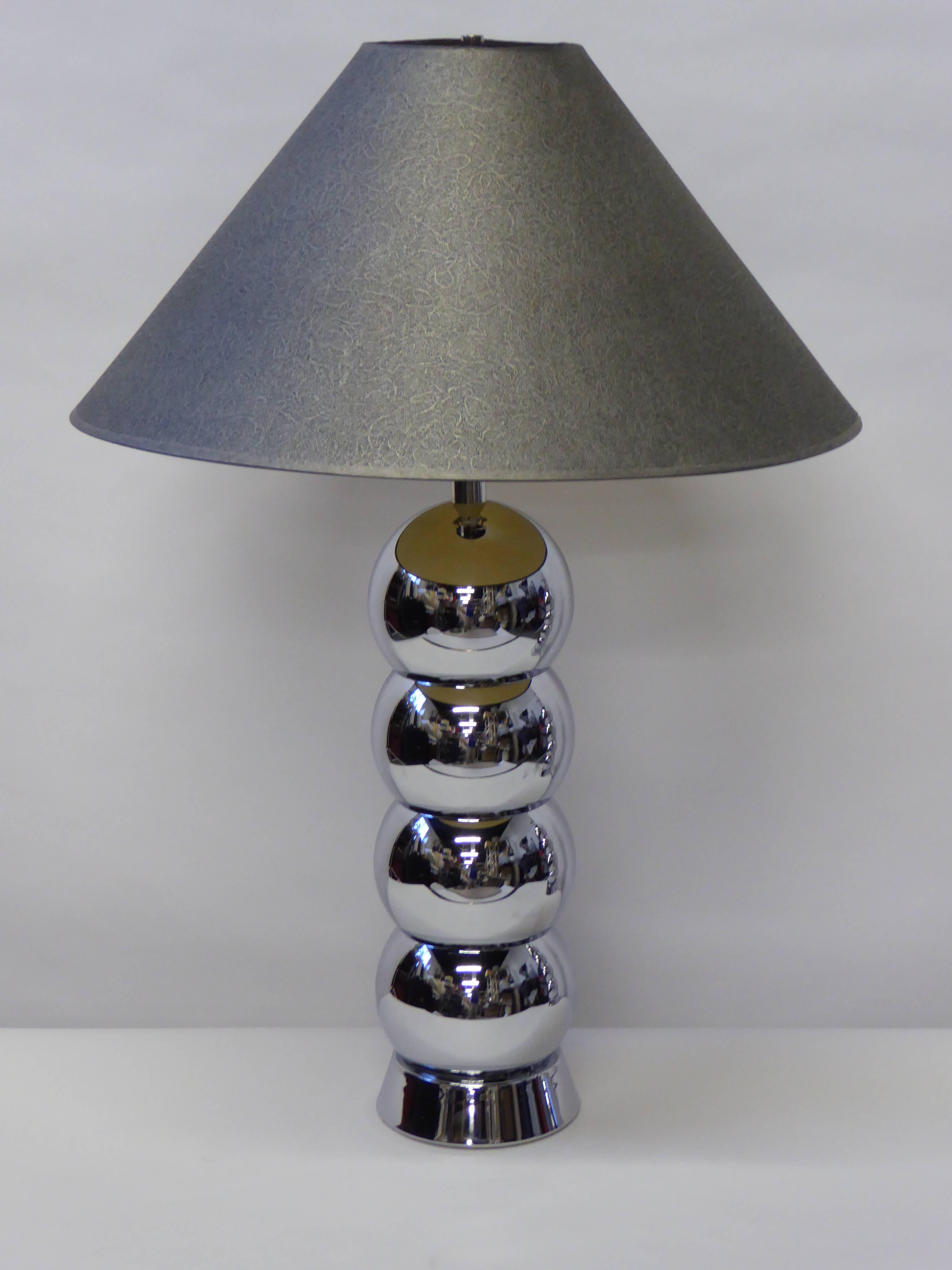 Late 20th Century Stellar George Kovacs Chrome Ball Column Table Lamps