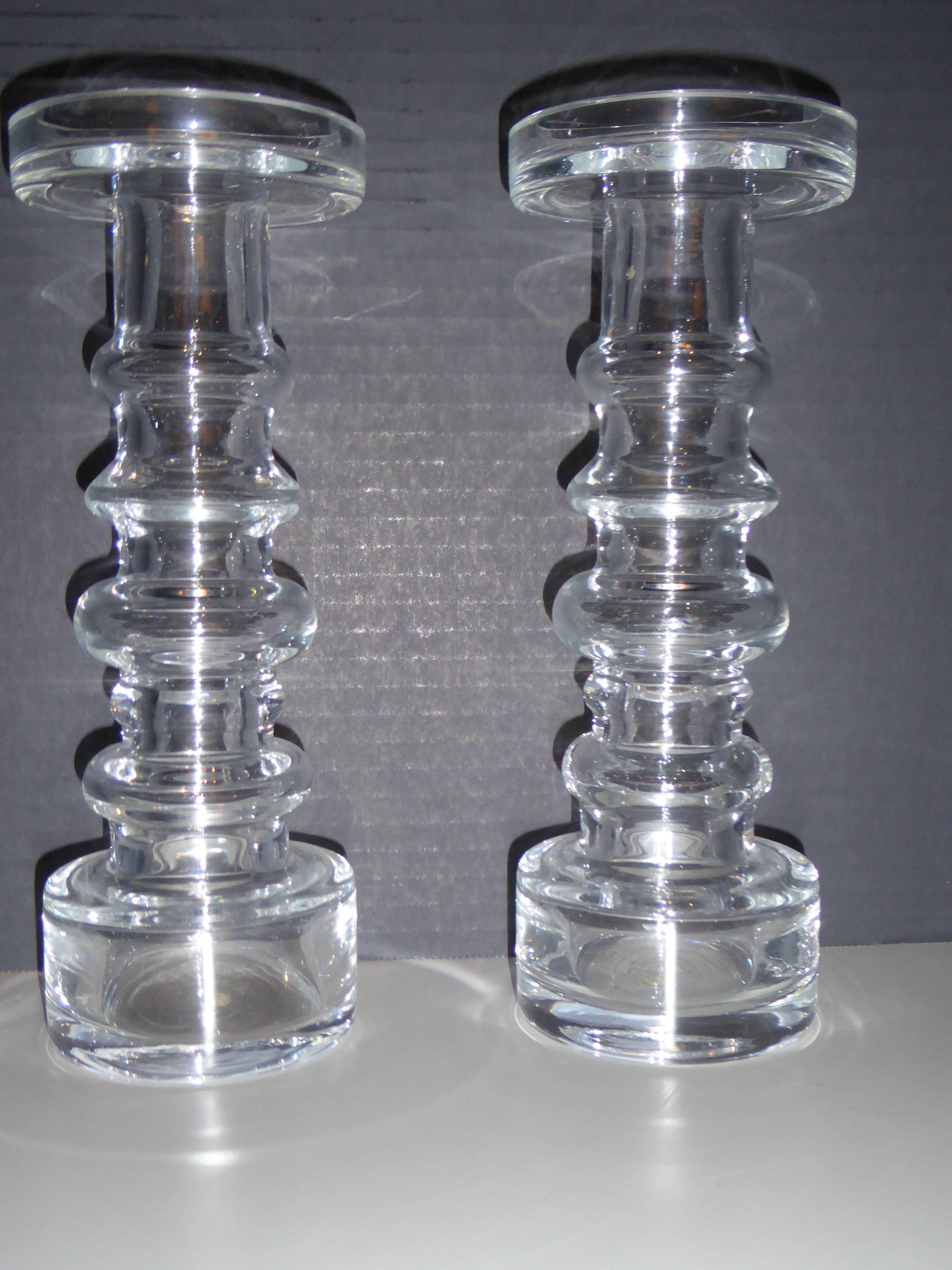 Late 20th Century Pair of 1970s  Vases Candleholders by Oiva Toikka for Nuutajarvi Finland