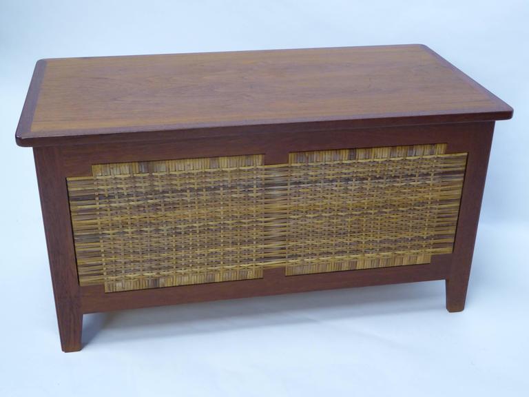 Kai Winding Ph52 Teak Cane Blanket Chest for Poul Hundevad, Denmark For