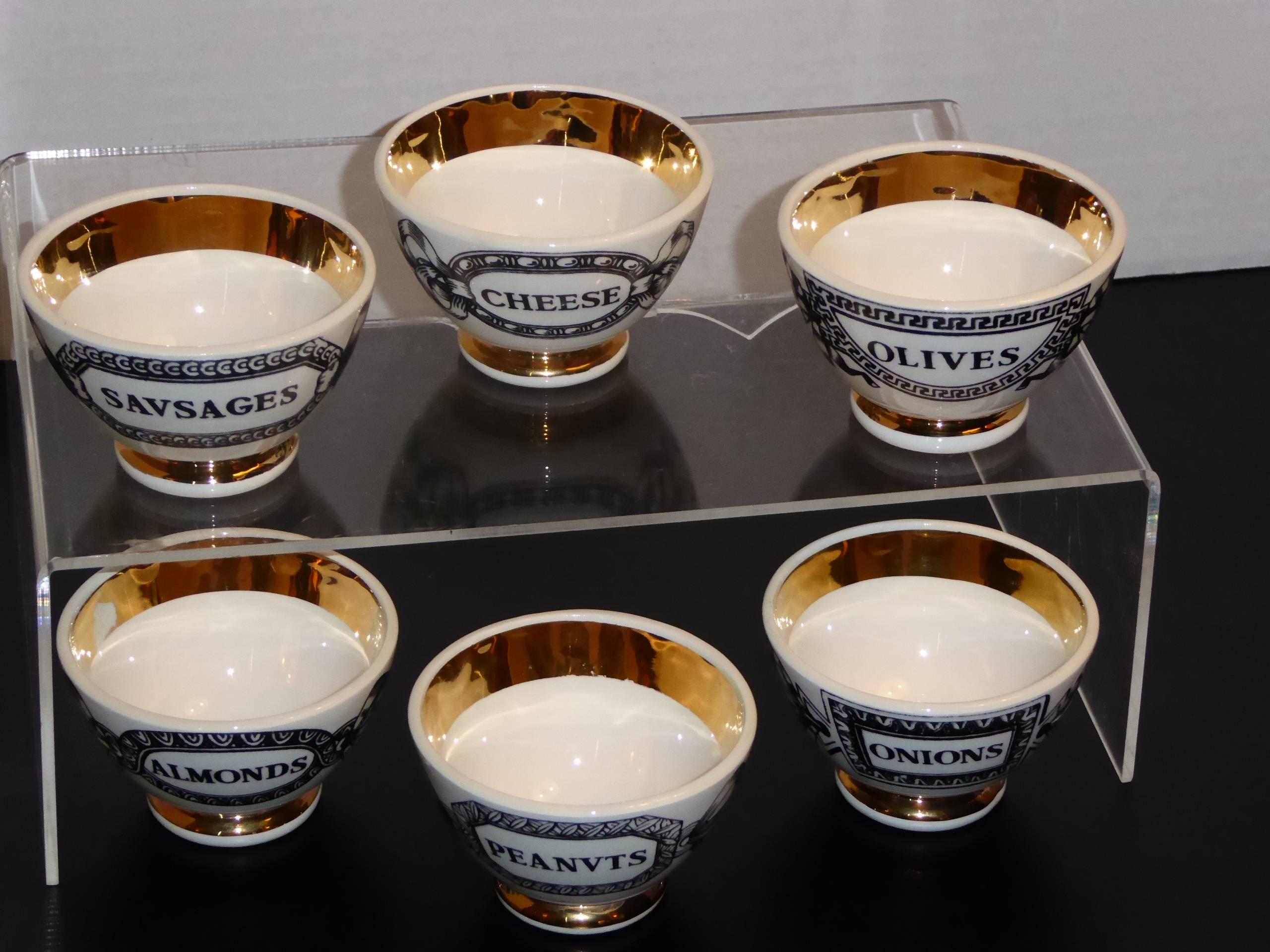 Italian Fornasetti Set of Six Appetiser Bowls