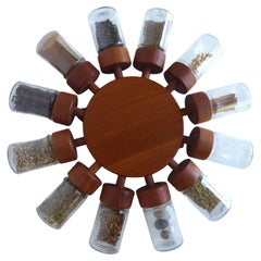 1960 Scandinavian Teak Mid Century Modern Rotating Spice Rack by Digsmed Denmark