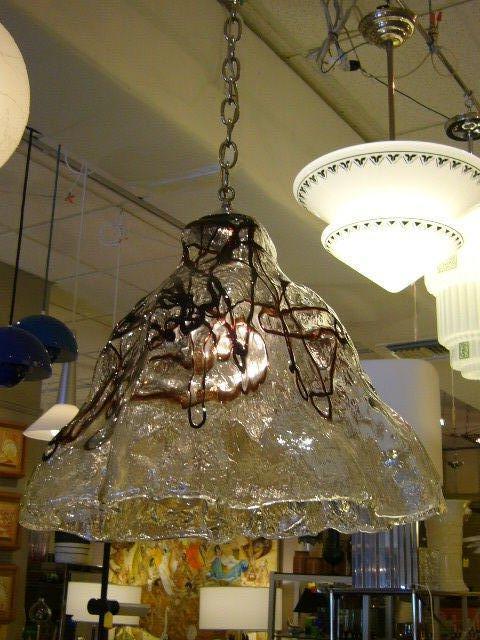 Mid-Century Modern Exciting Modern Mazzega Thick Ice Glass Chandelier, 1970s